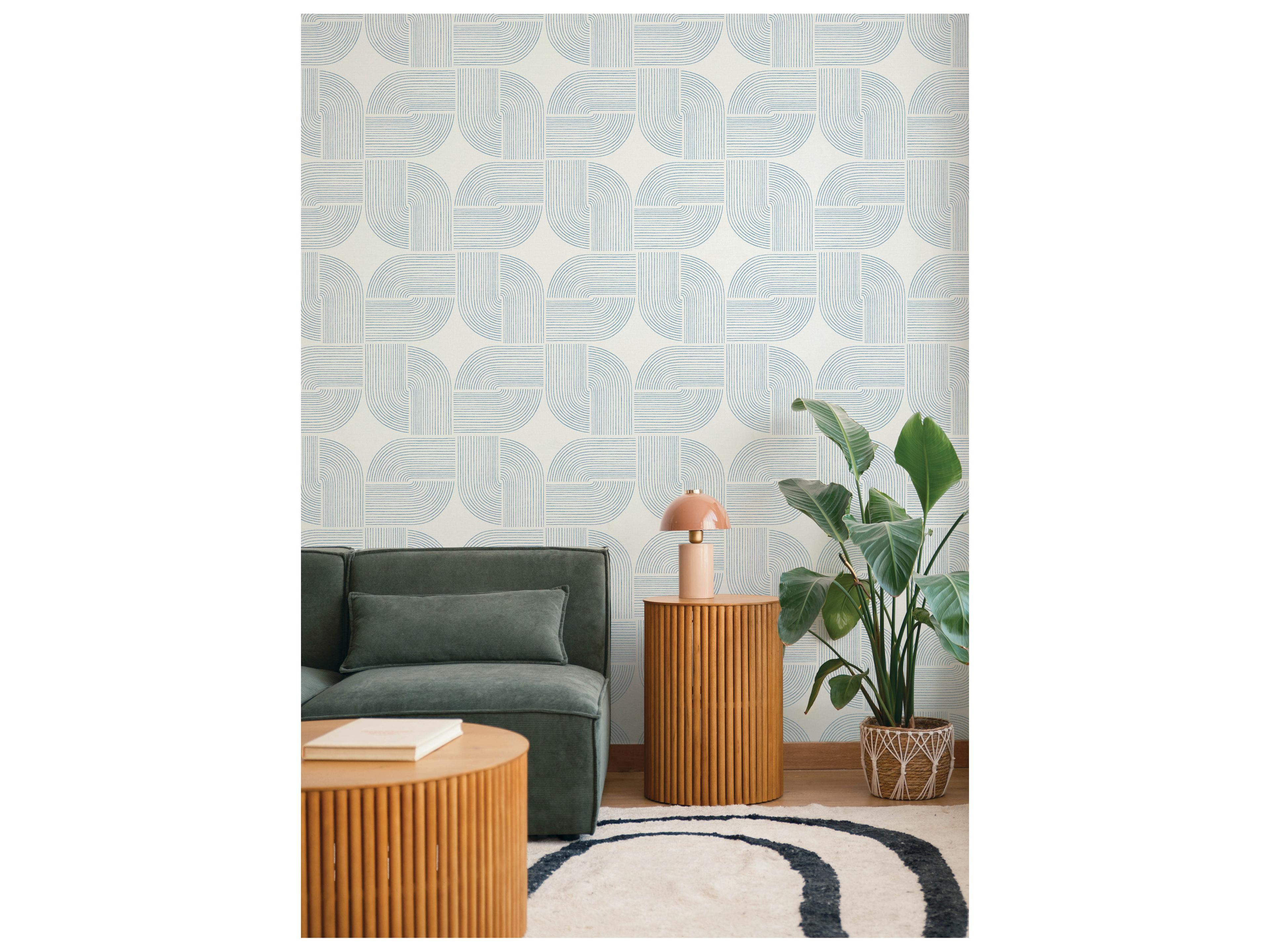 York Wallcoverings Drew & Jonathan Home Fifth Edition Dark Blue Spiral Arches Wallpaper