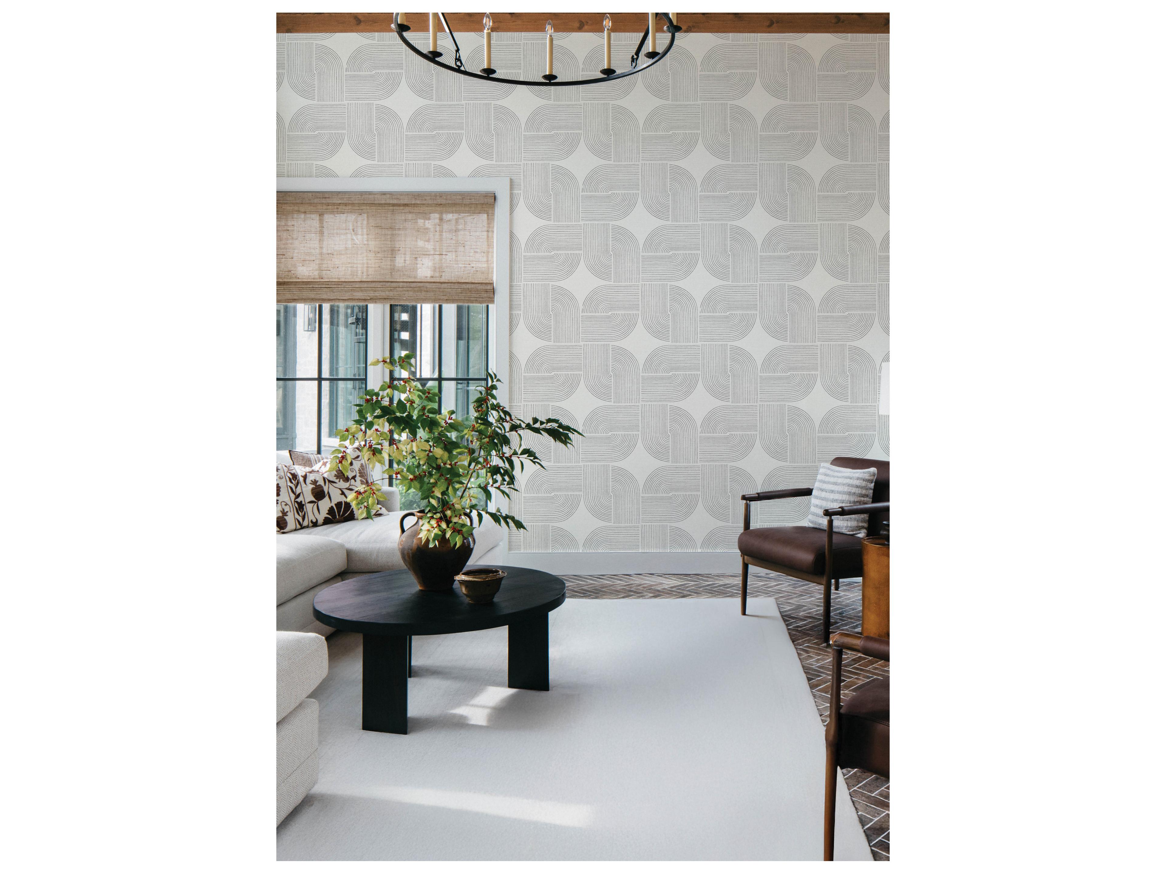 York Wallcoverings Drew & Jonathan Home Fifth Edition Black Spiral Arches Wallpaper