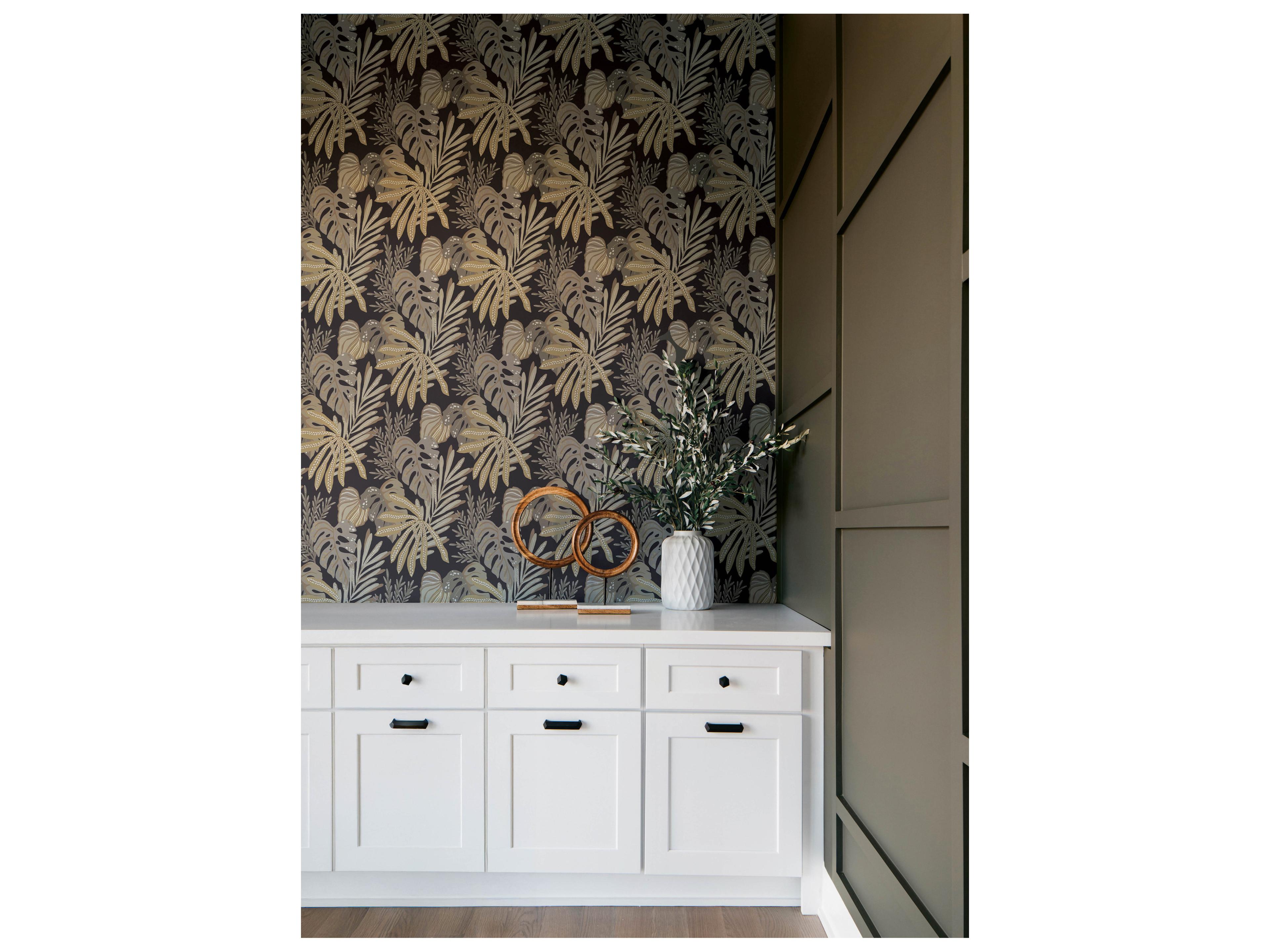 York Wallcoverings Drew & Jonathan Home Fifth Edition Neutral Tropical Foliage Wallpaper