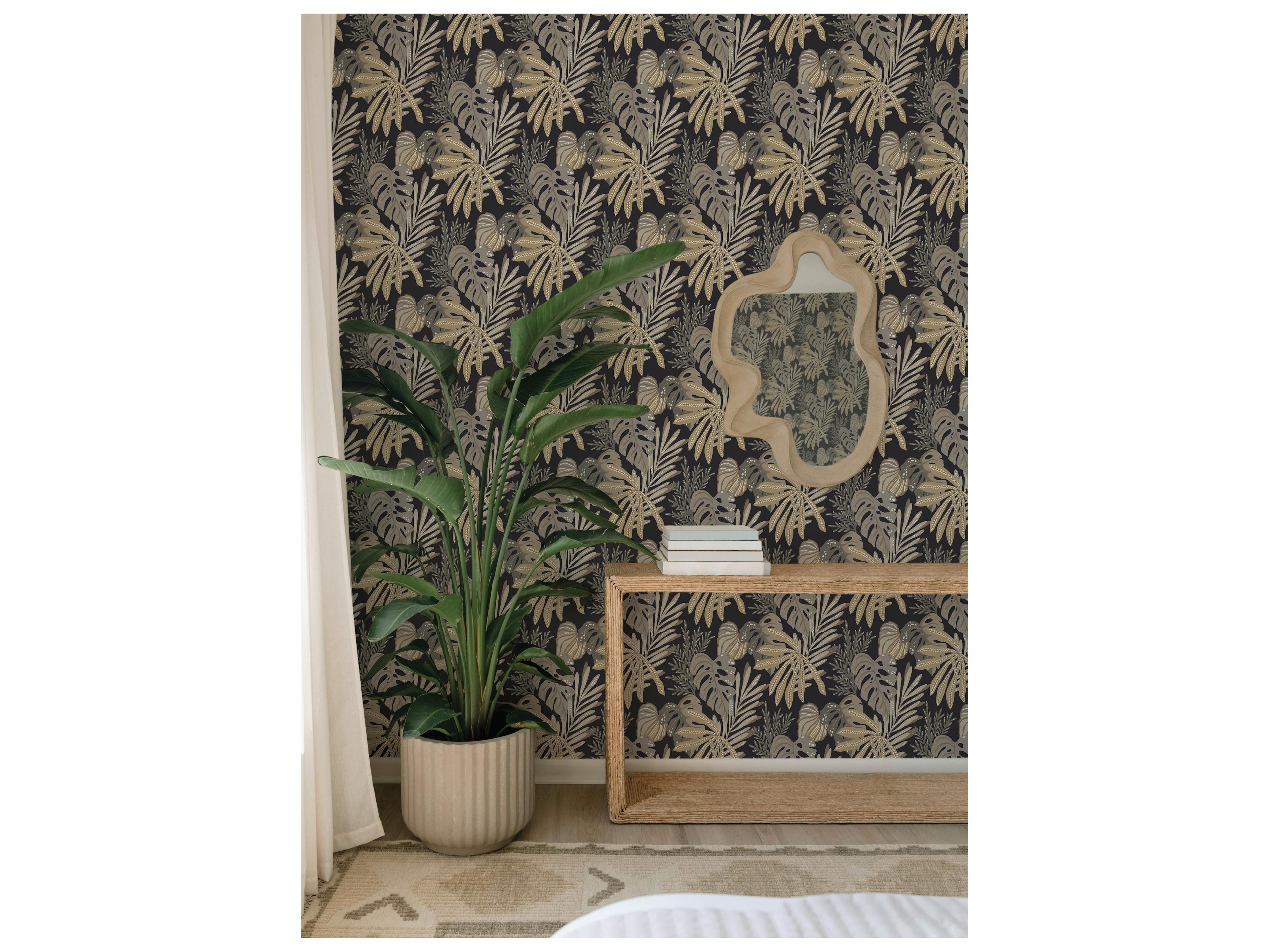 York Wallcoverings Drew & Jonathan Home Fifth Edition Neutral Tropical Foliage Wallpaper