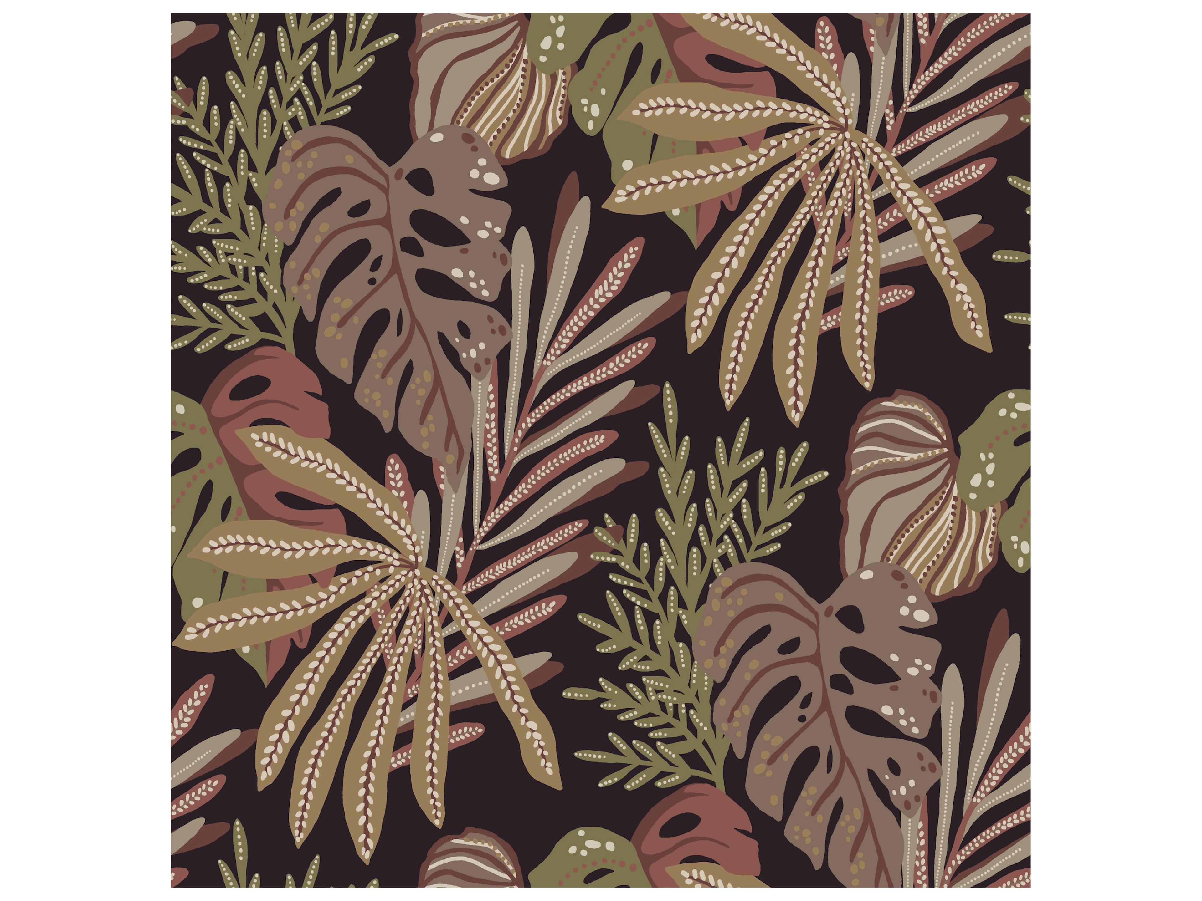 Drew & Jonathan Home Fifth Edition Burgundy Tropical Foliage Wallpaper