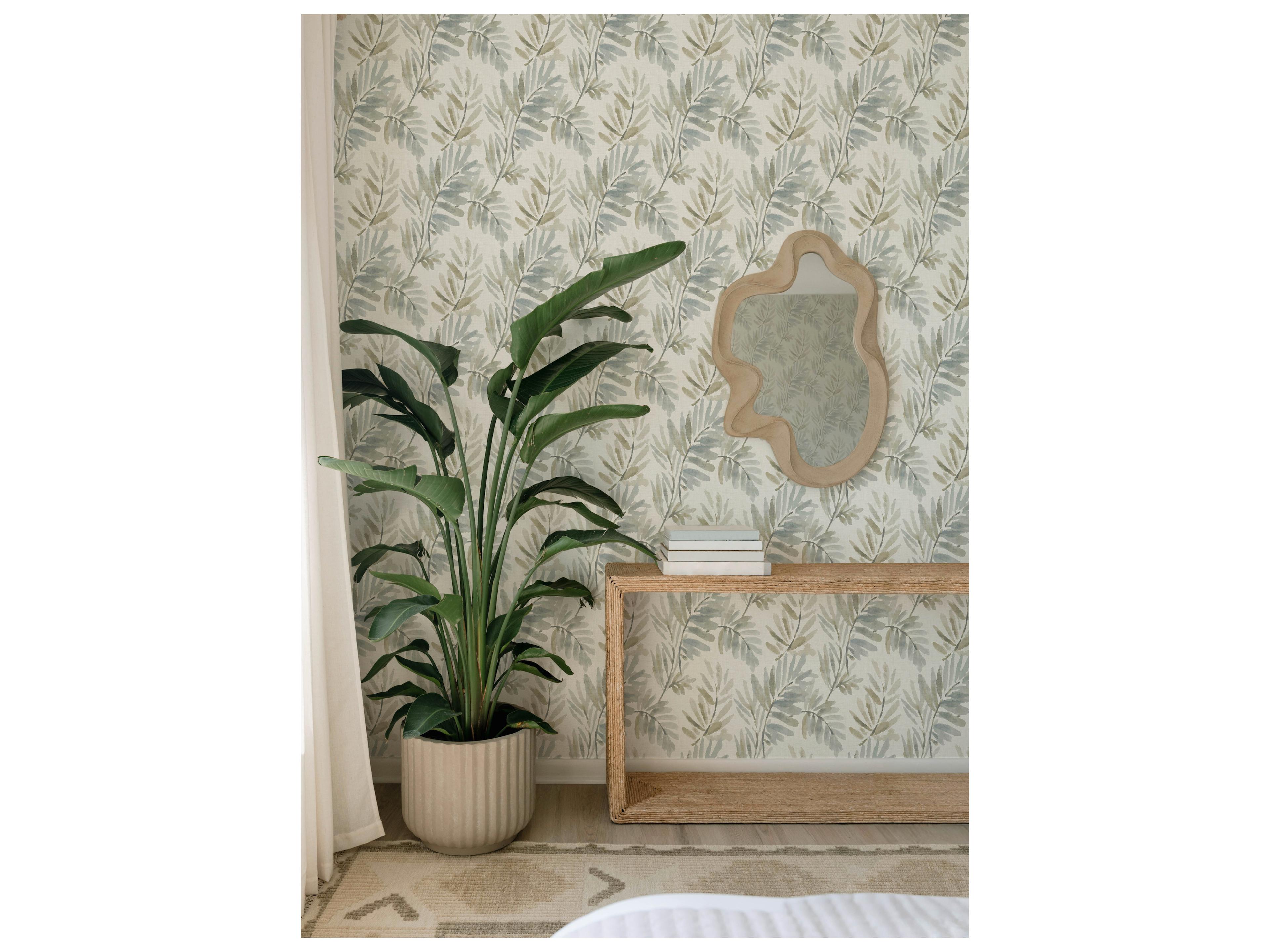 York Wallcoverings Drew & Jonathan Home Fifth Edition Aqua Ferns Wallpaper