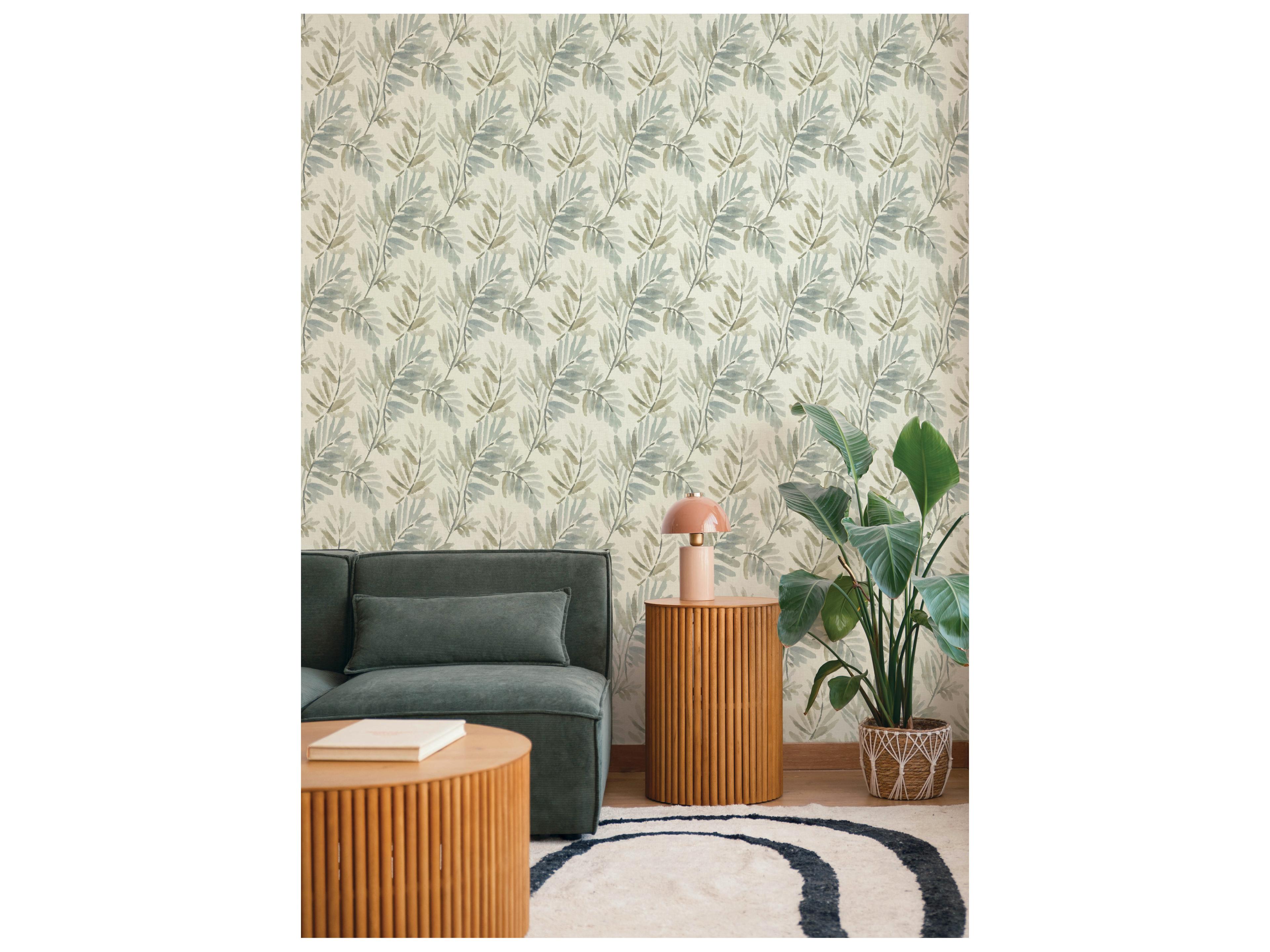York Wallcoverings Drew & Jonathan Home Fifth Edition Aqua Ferns Wallpaper