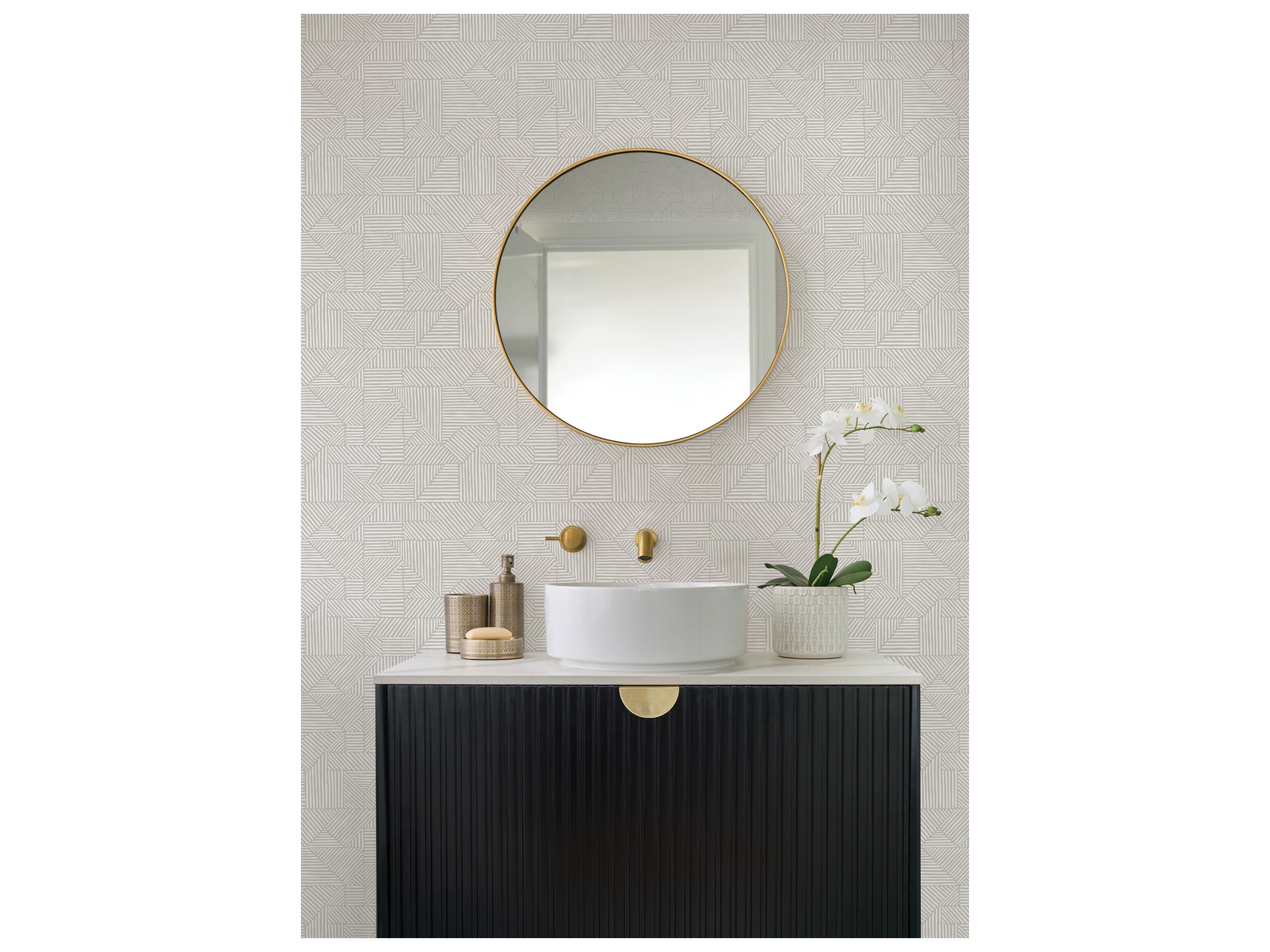 York Wallcoverings Drew & Jonathan Home Fifth Edition Silver Block Geometric Wallpaper