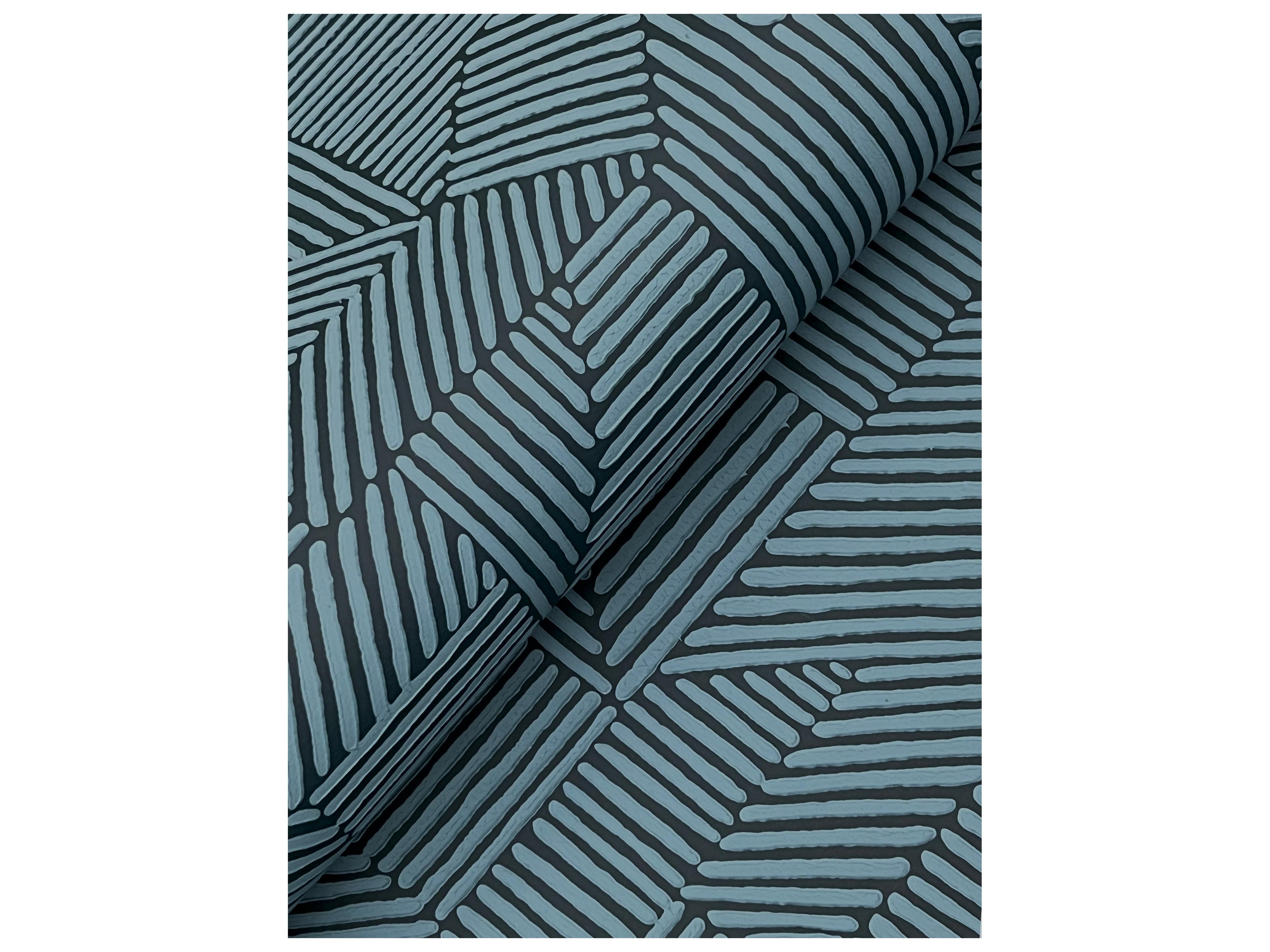 York Wallcoverings Drew & Jonathan Home Fifth Edition Dark Blue Block Geometric Wallpaper