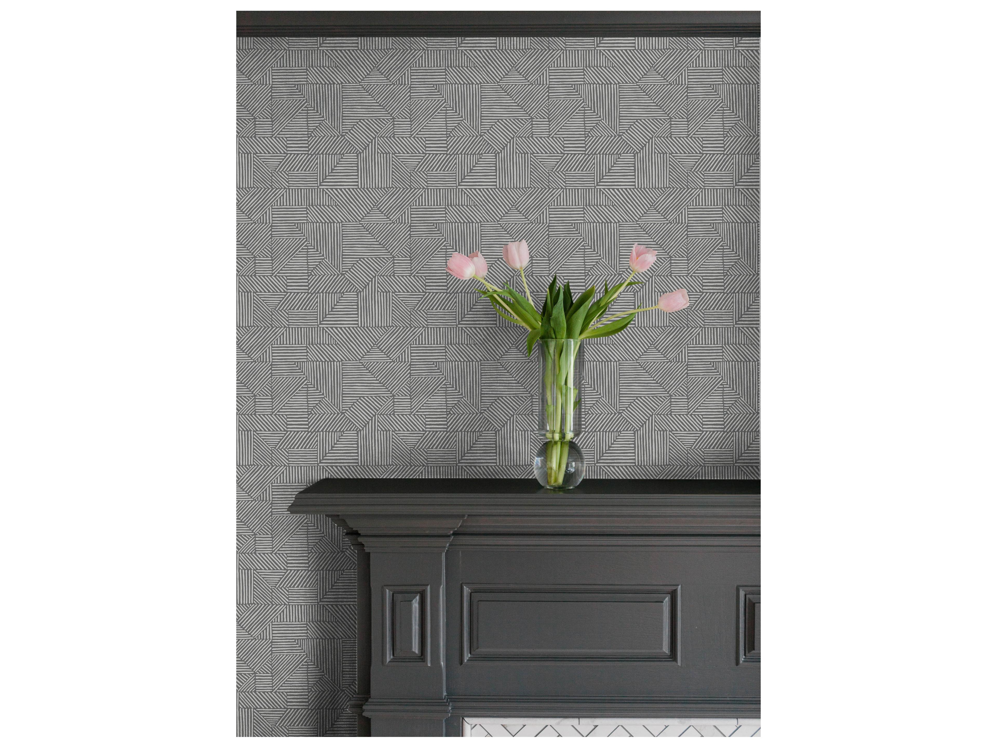 York Wallcoverings Drew & Jonathan Home Fifth Edition Dark Grey Block Geometric Wallpaper