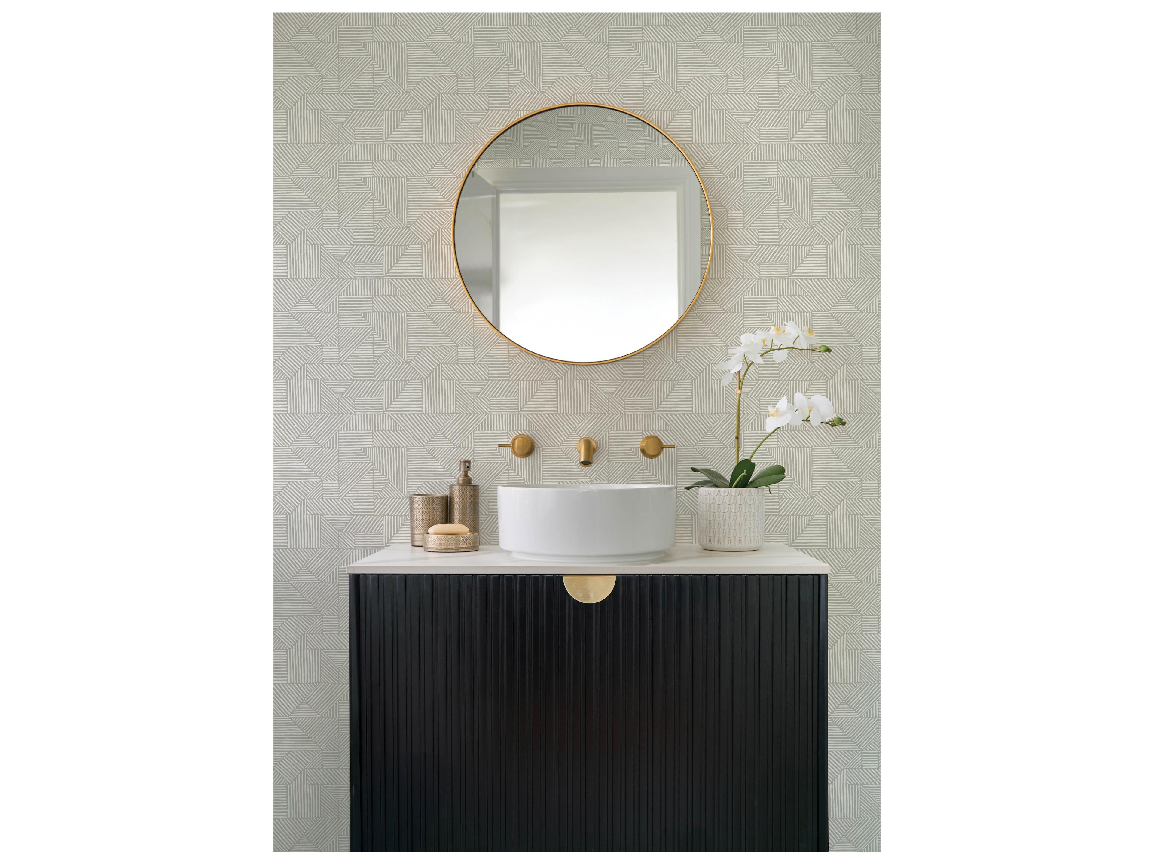 York Wallcoverings Drew & Jonathan Home Fifth Edition Light Grey Block Geometric Wallpaper