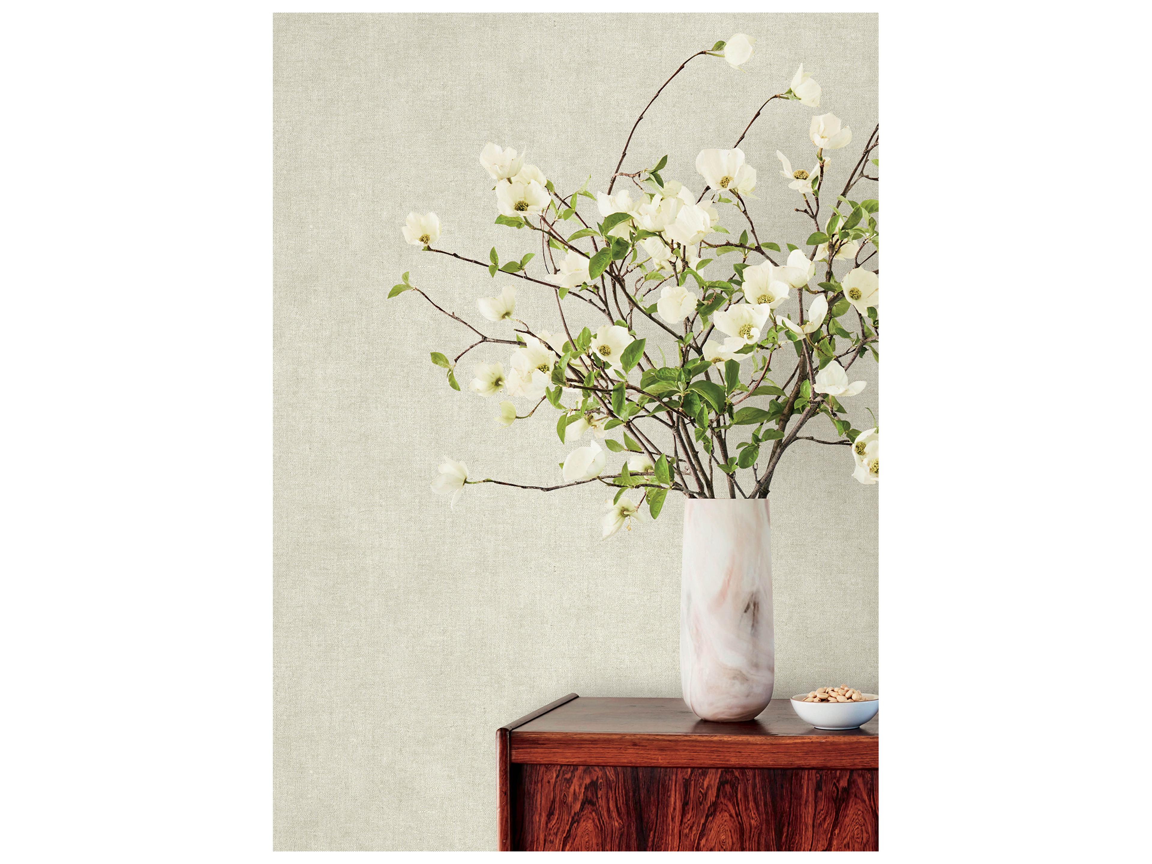 York Wallcoverings Portofino Off-White Faux Linen Wallpaper