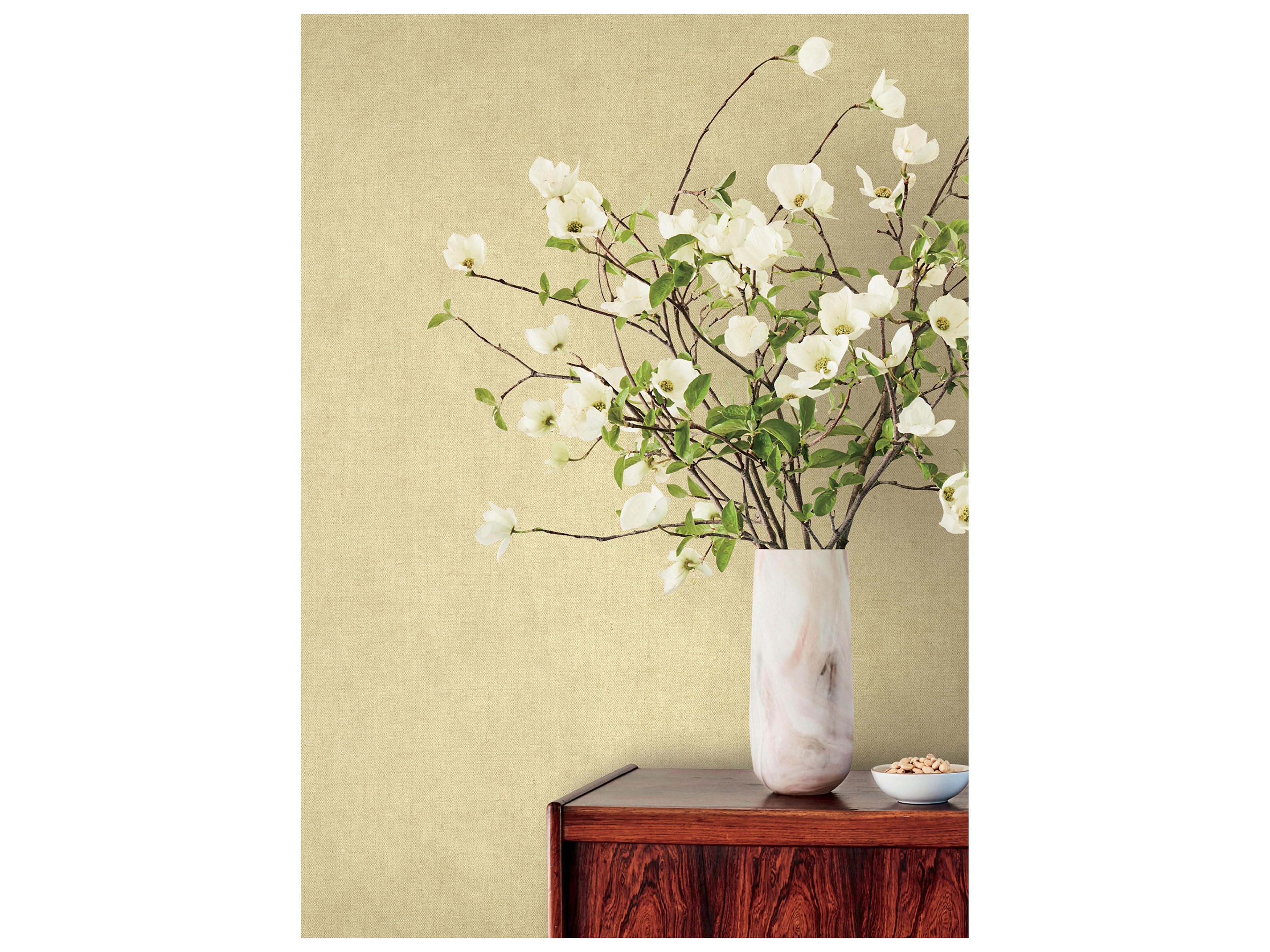 York Wallcoverings Portofino Ivory Faux Linen Wallpaper