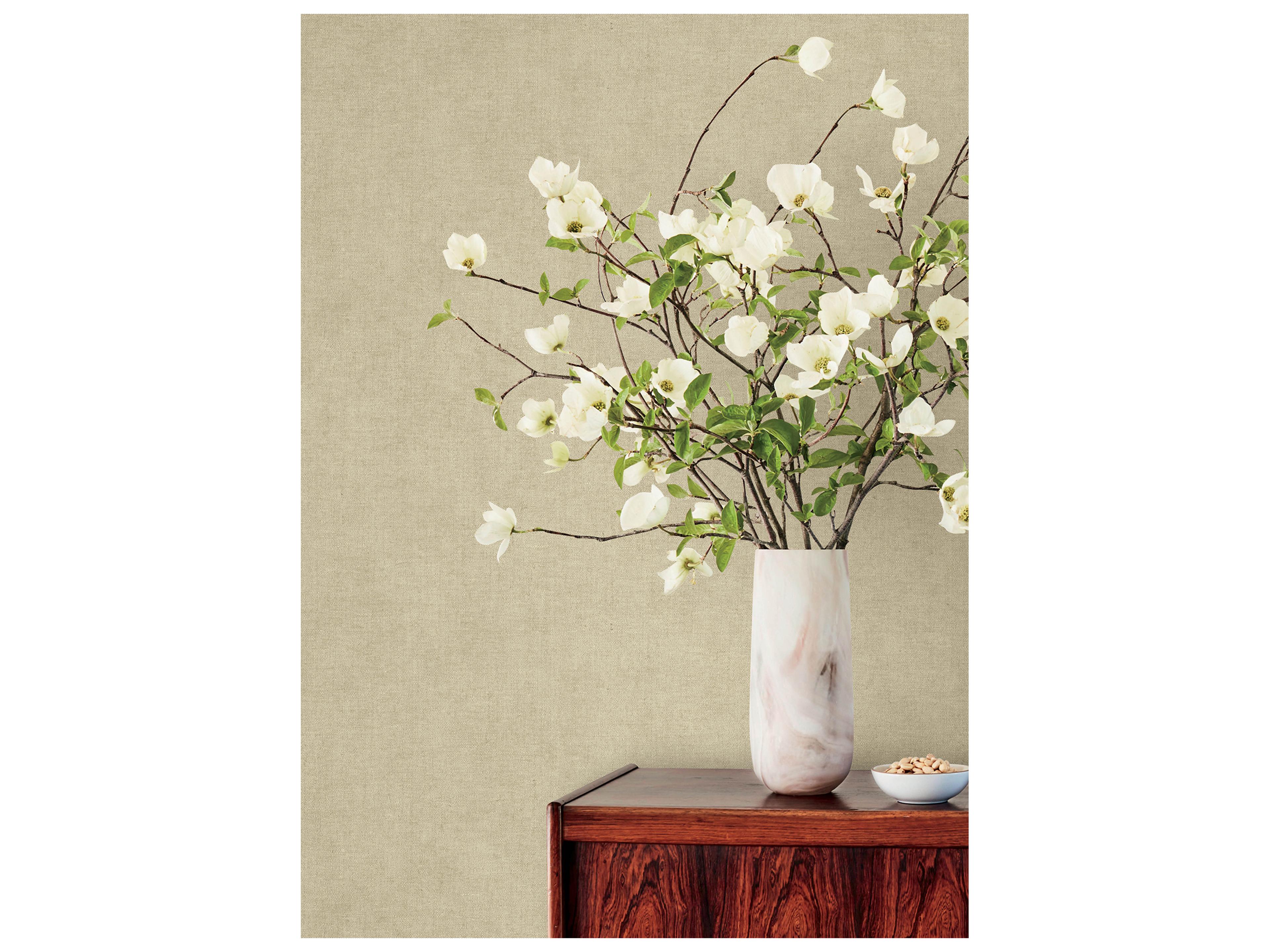 York Wallcoverings Portofino Taupe Faux Linen Wallpaper