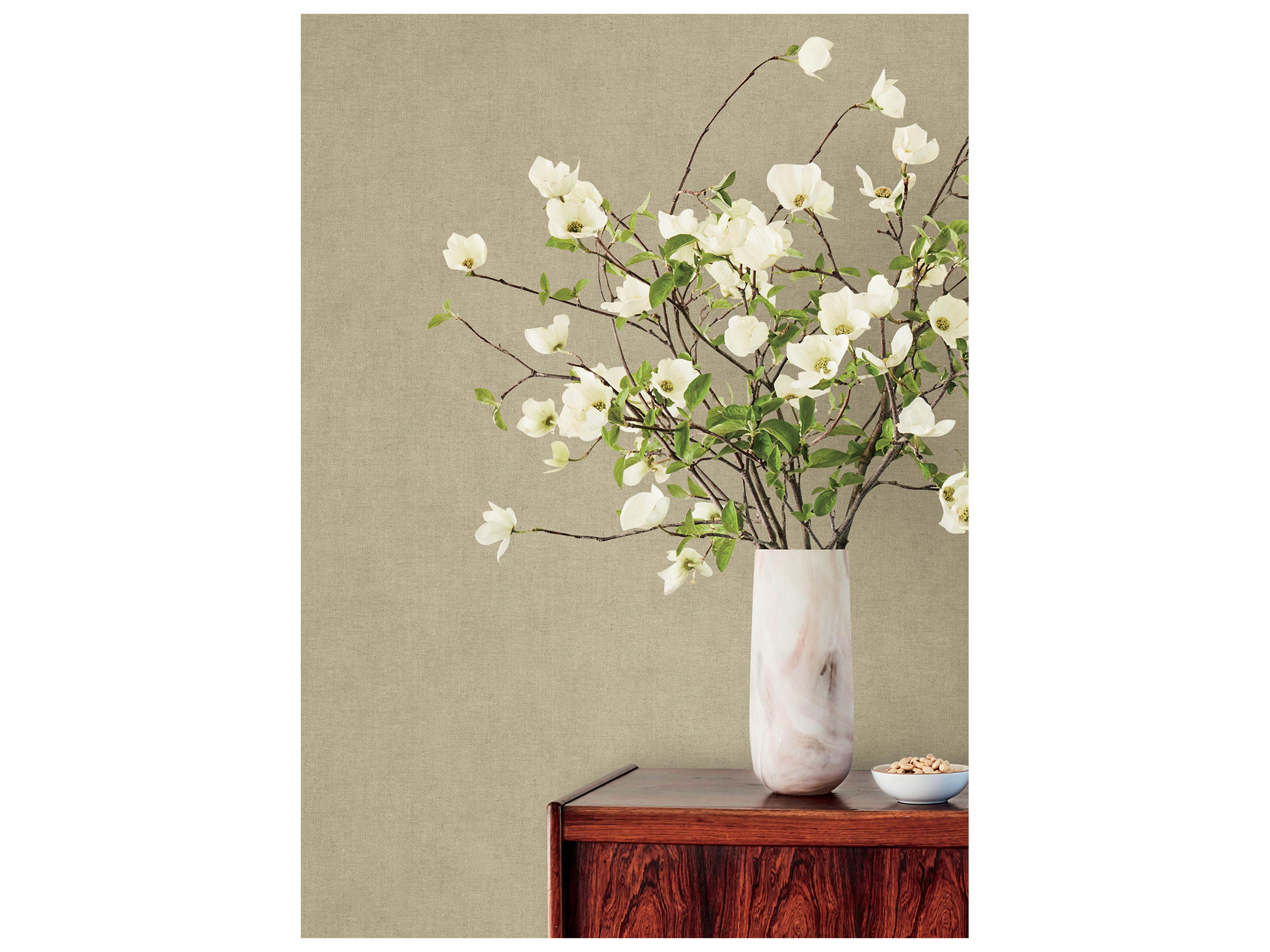 York Wallcoverings Portofino Khaki Faux Linen Wallpaper