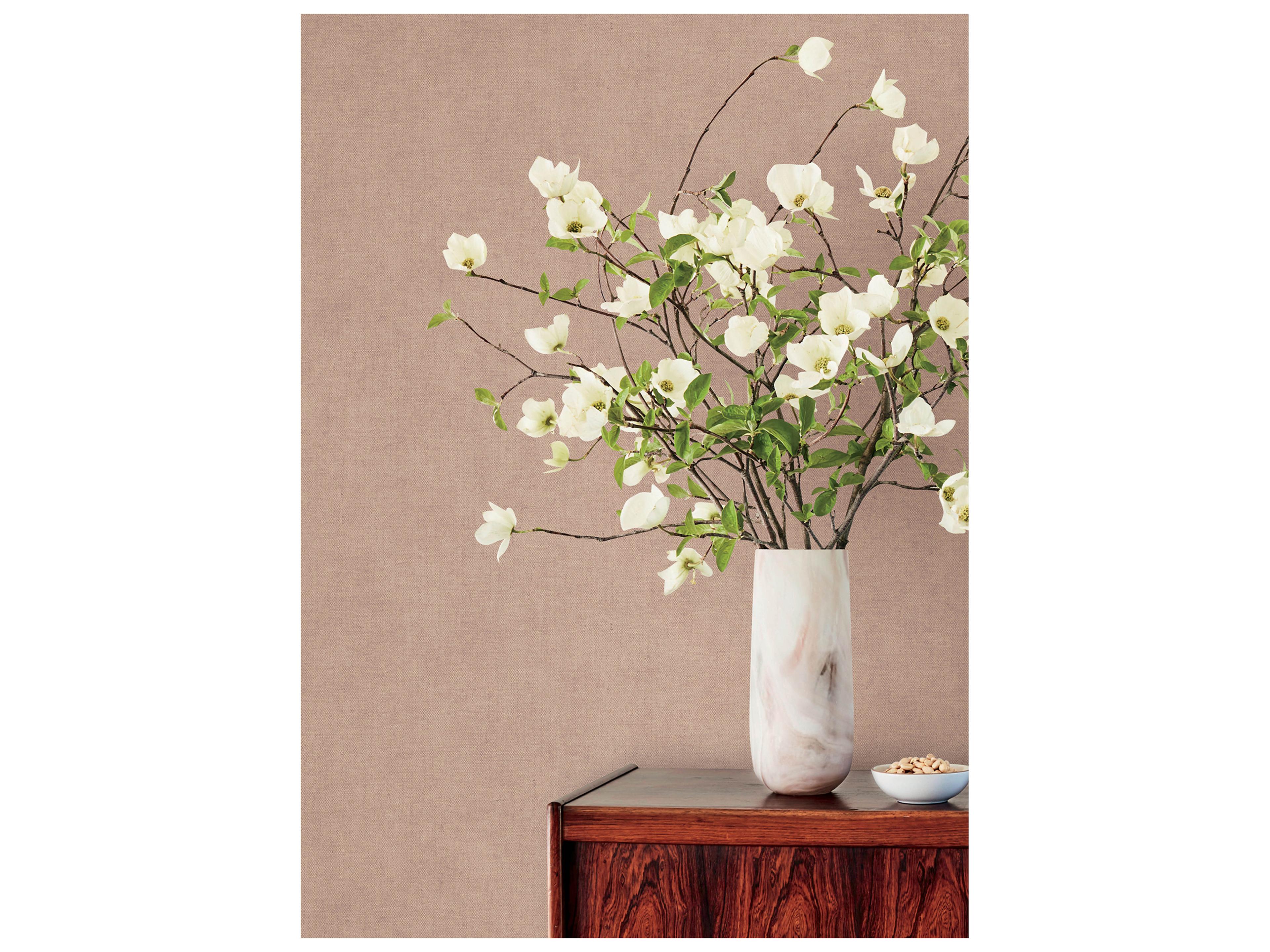 York Wallcoverings Portofino Rose Faux Linen Wallpaper