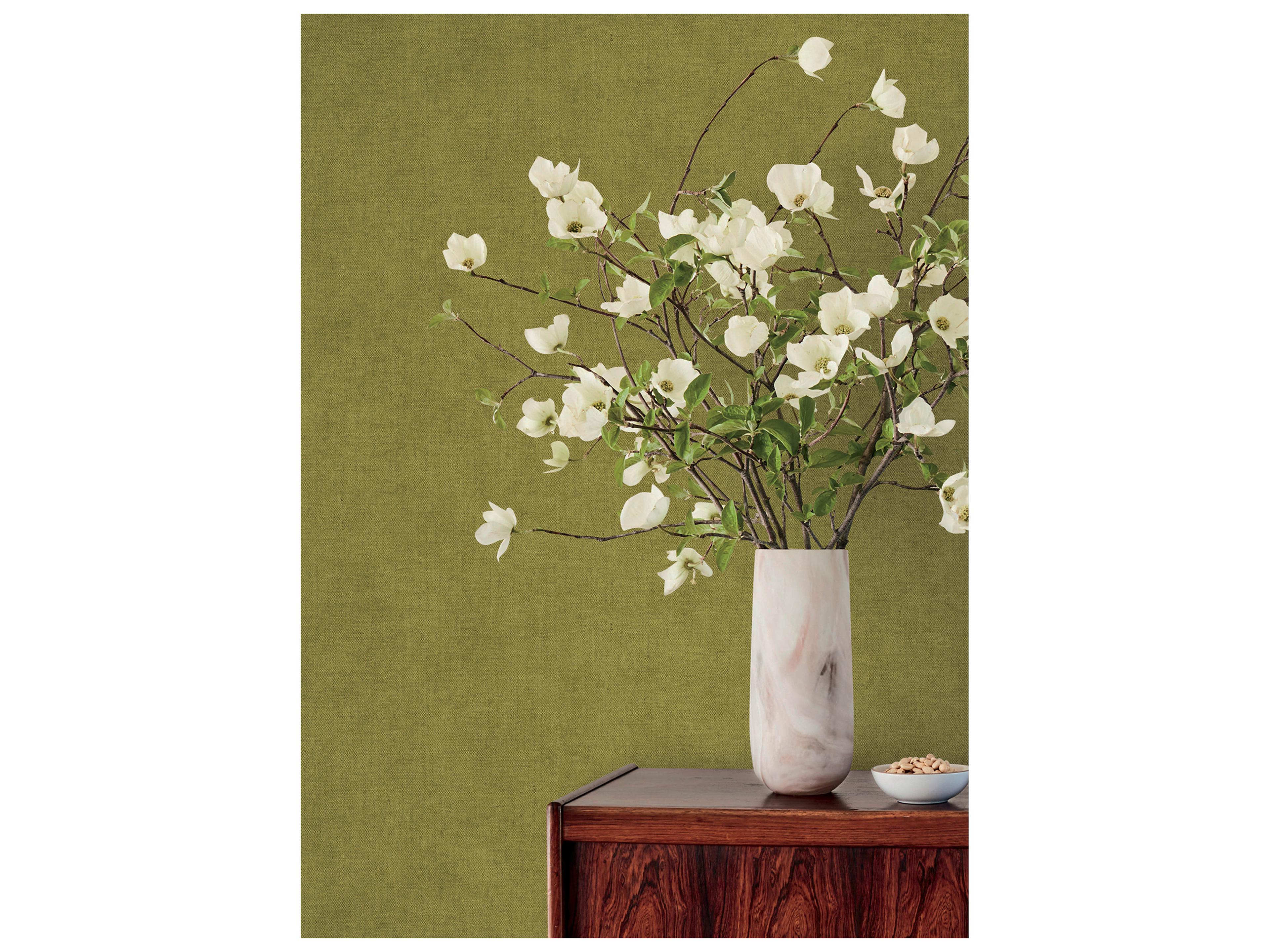 York Wallcoverings Portofino Chartreuse Faux Linen Wallpaper
