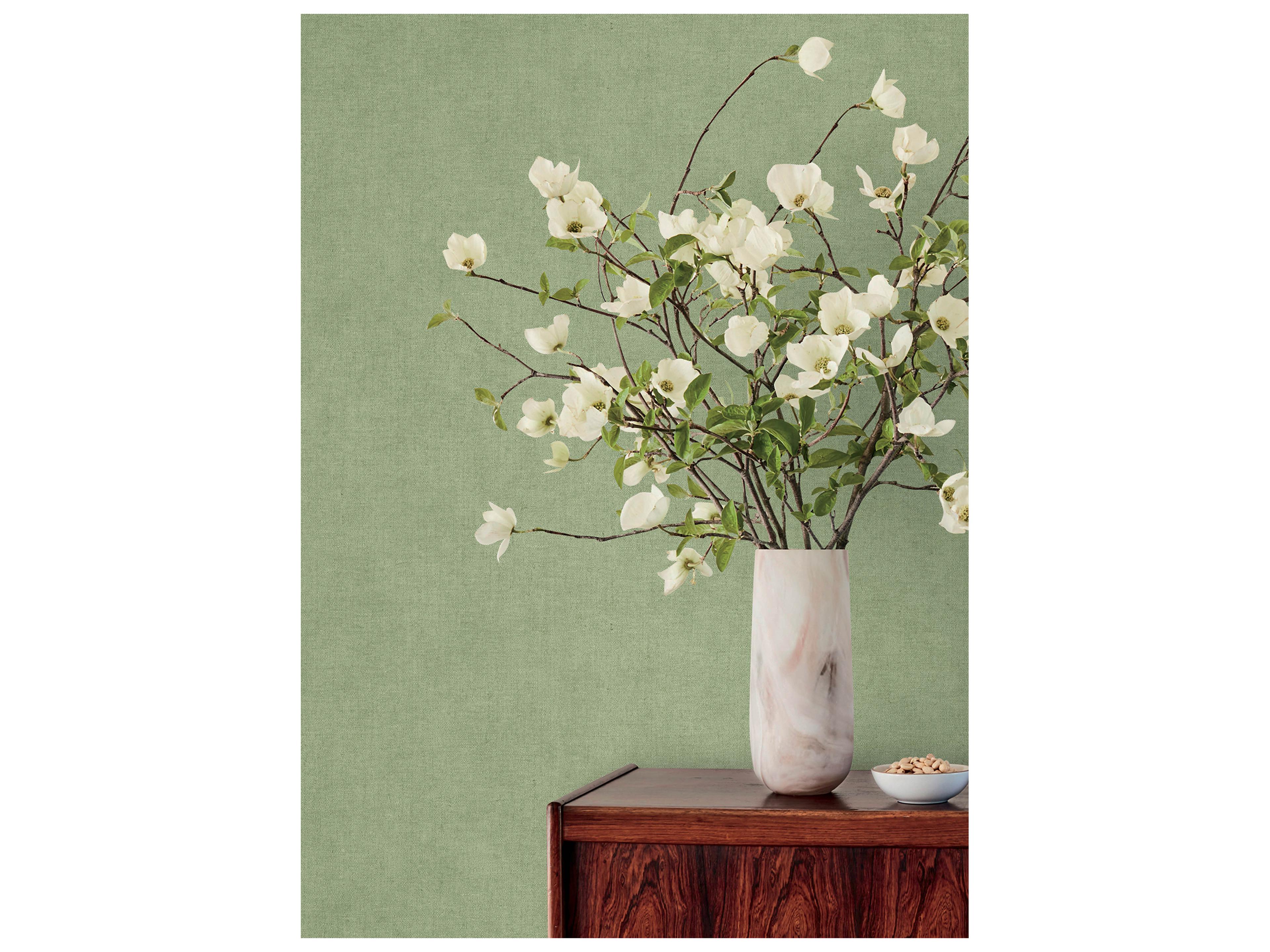 York Wallcoverings Portofino Light Green Faux Linen Wallpaper