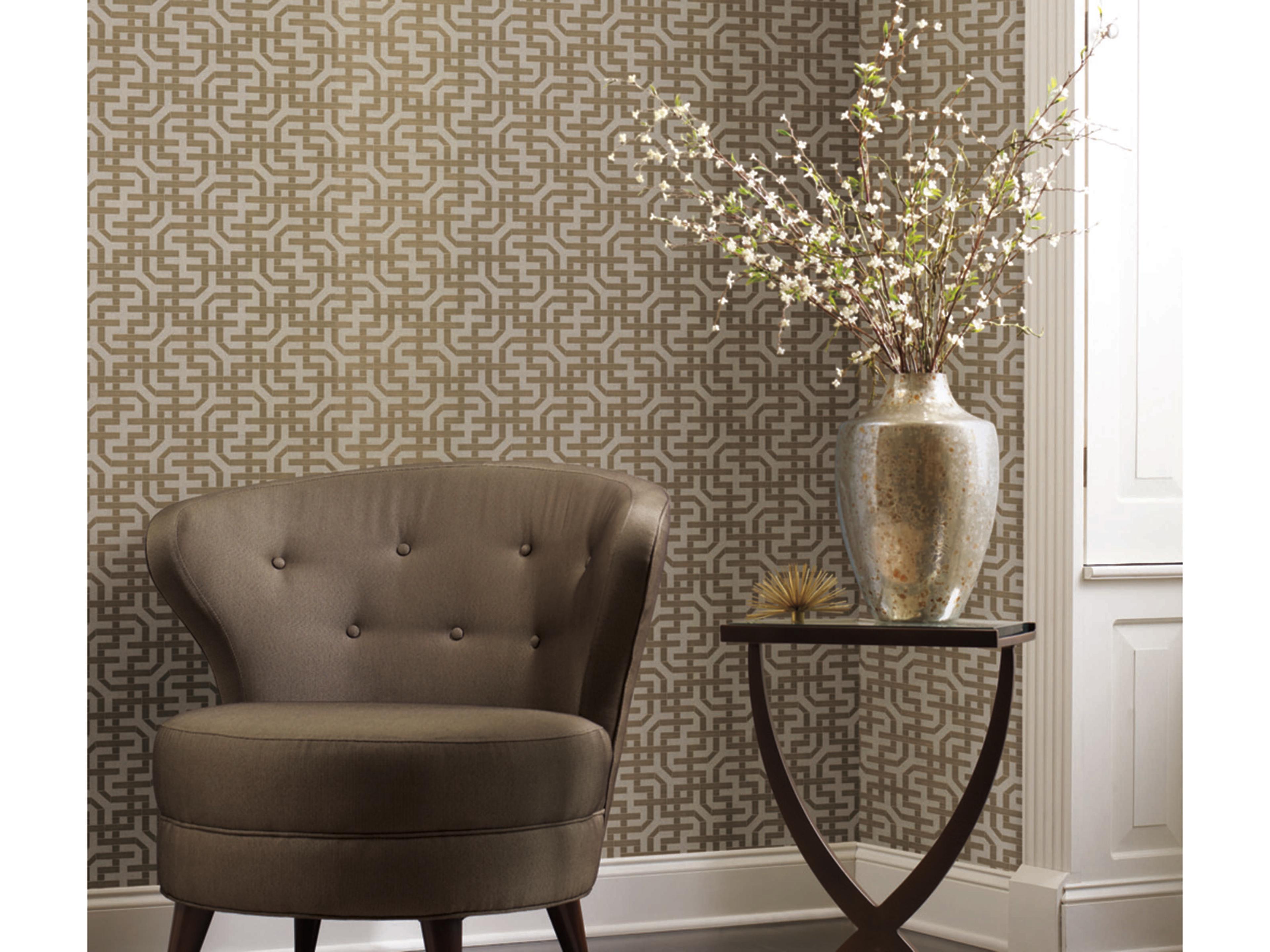 Ronald Redding Traveler Gold Dynastic Lattice Wallpaper