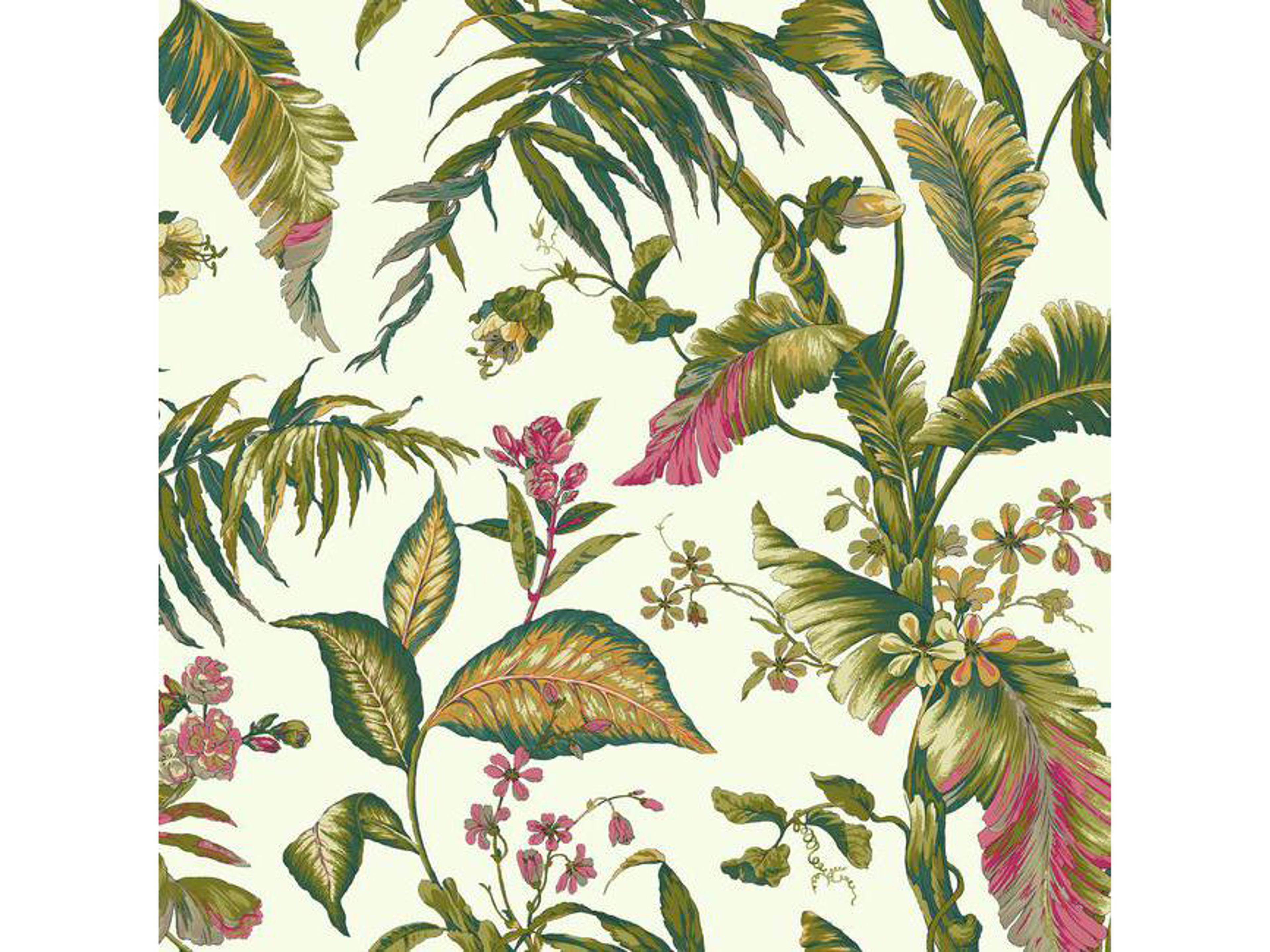 IBC 4 Earthy Tones White Teal Fiji Garden Wallpaper