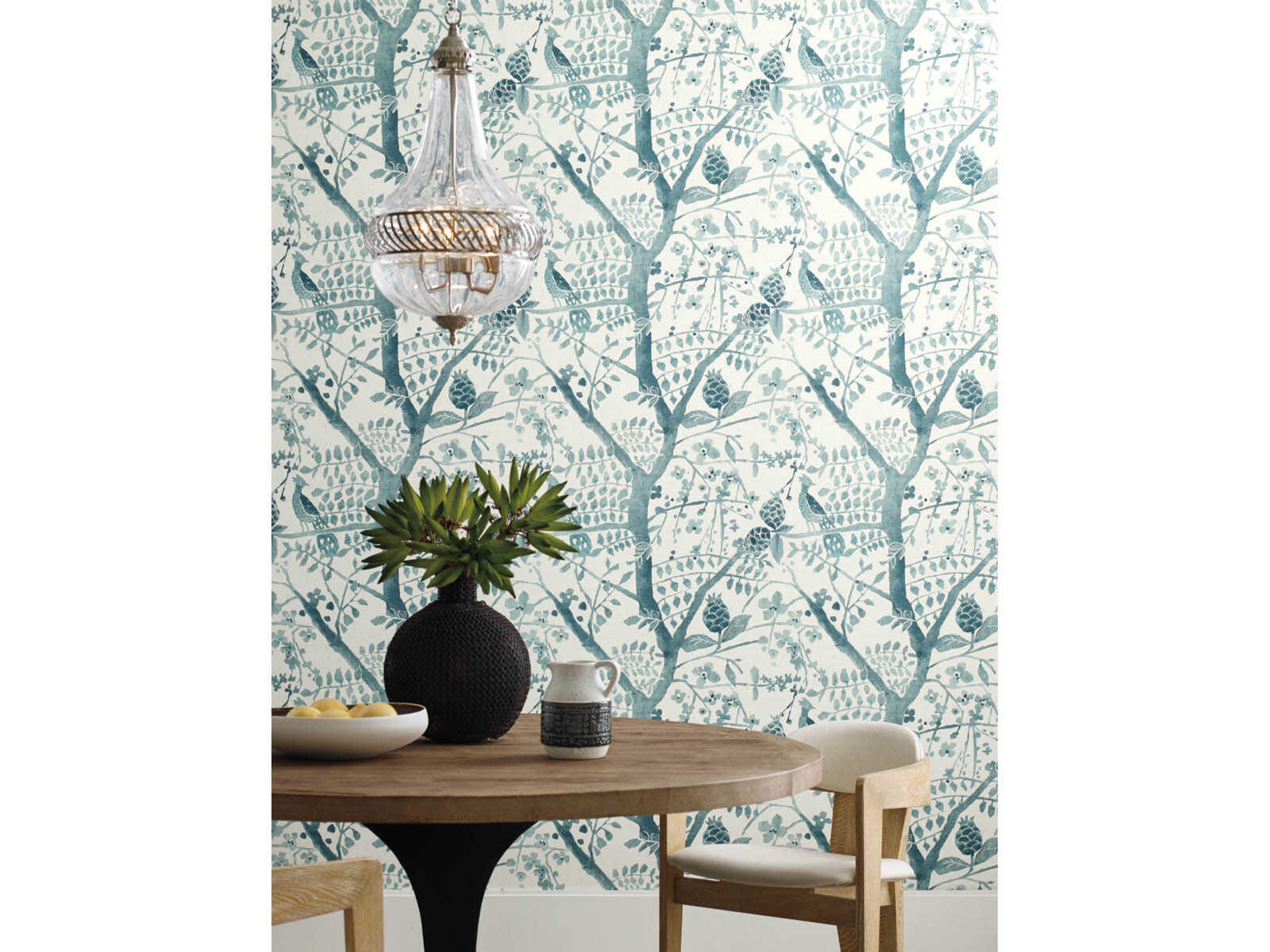 Antonina Vella Boho Luxe Teal Peacock Block Print Wallpaper