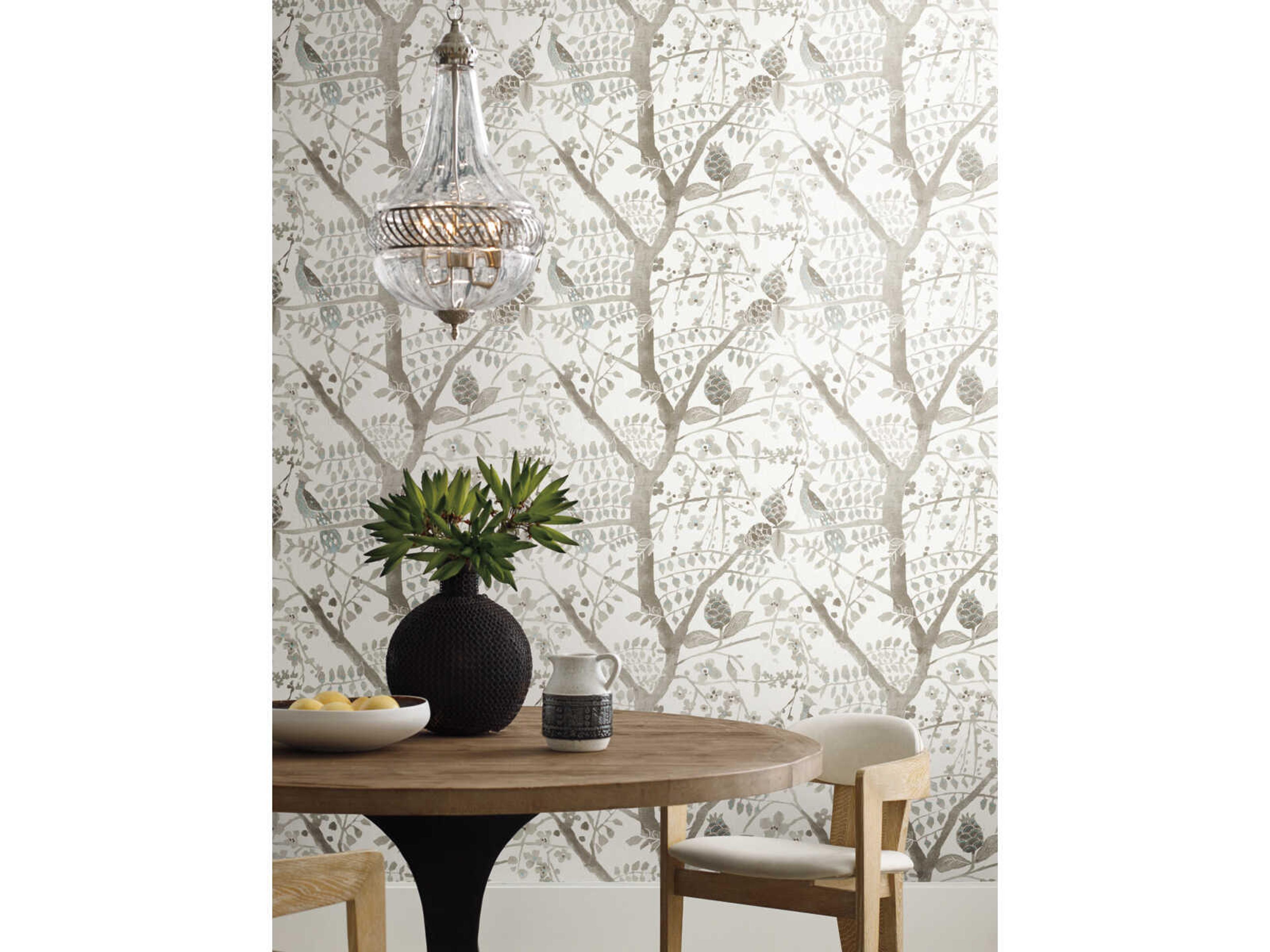 Antonina Vella Boho Luxe Off White Peacock Block Print Wallpaper