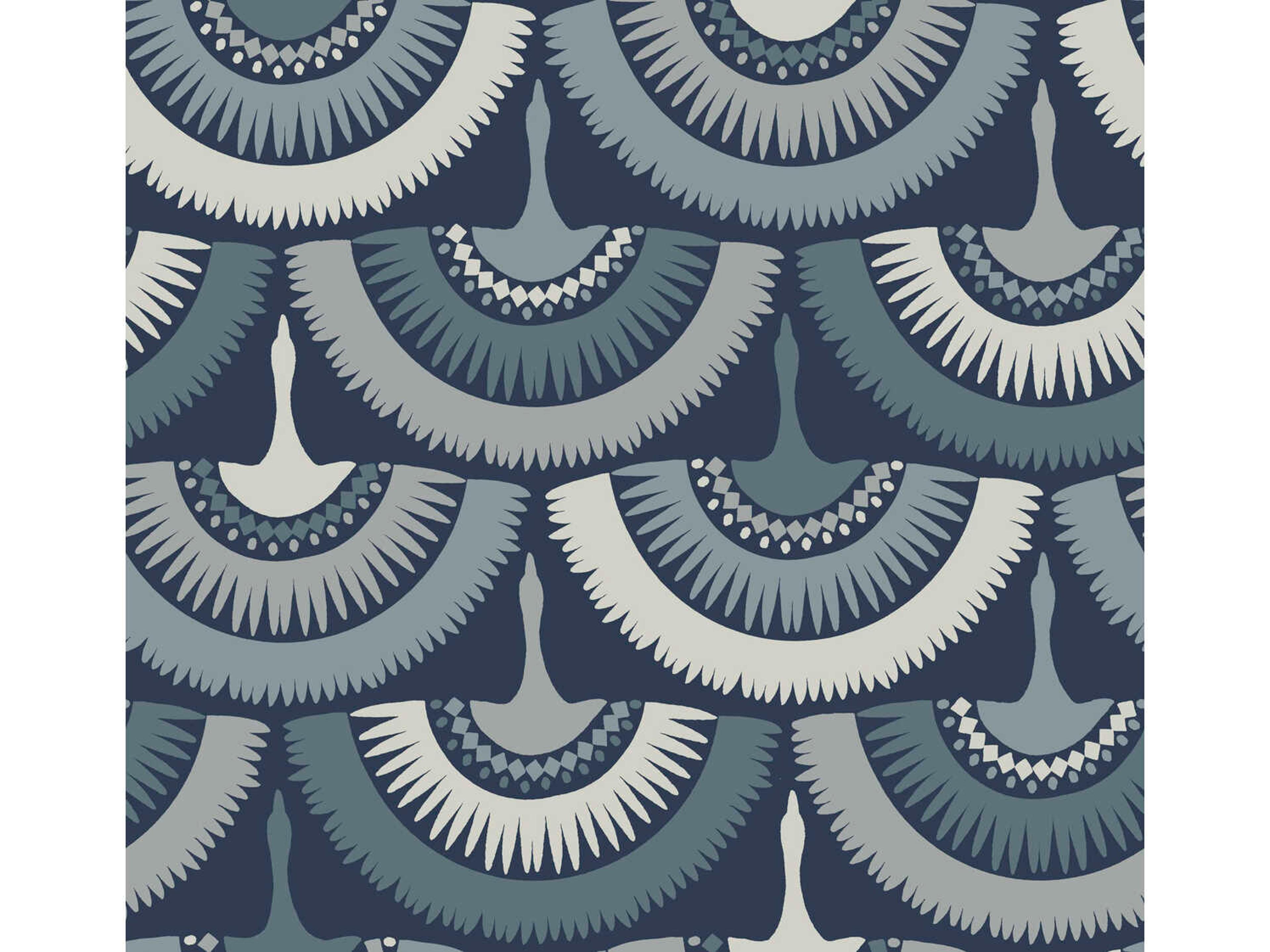 York Wallcoverings Antonina Vella Boho Luxe Blue Feather Fringe Wallpaper