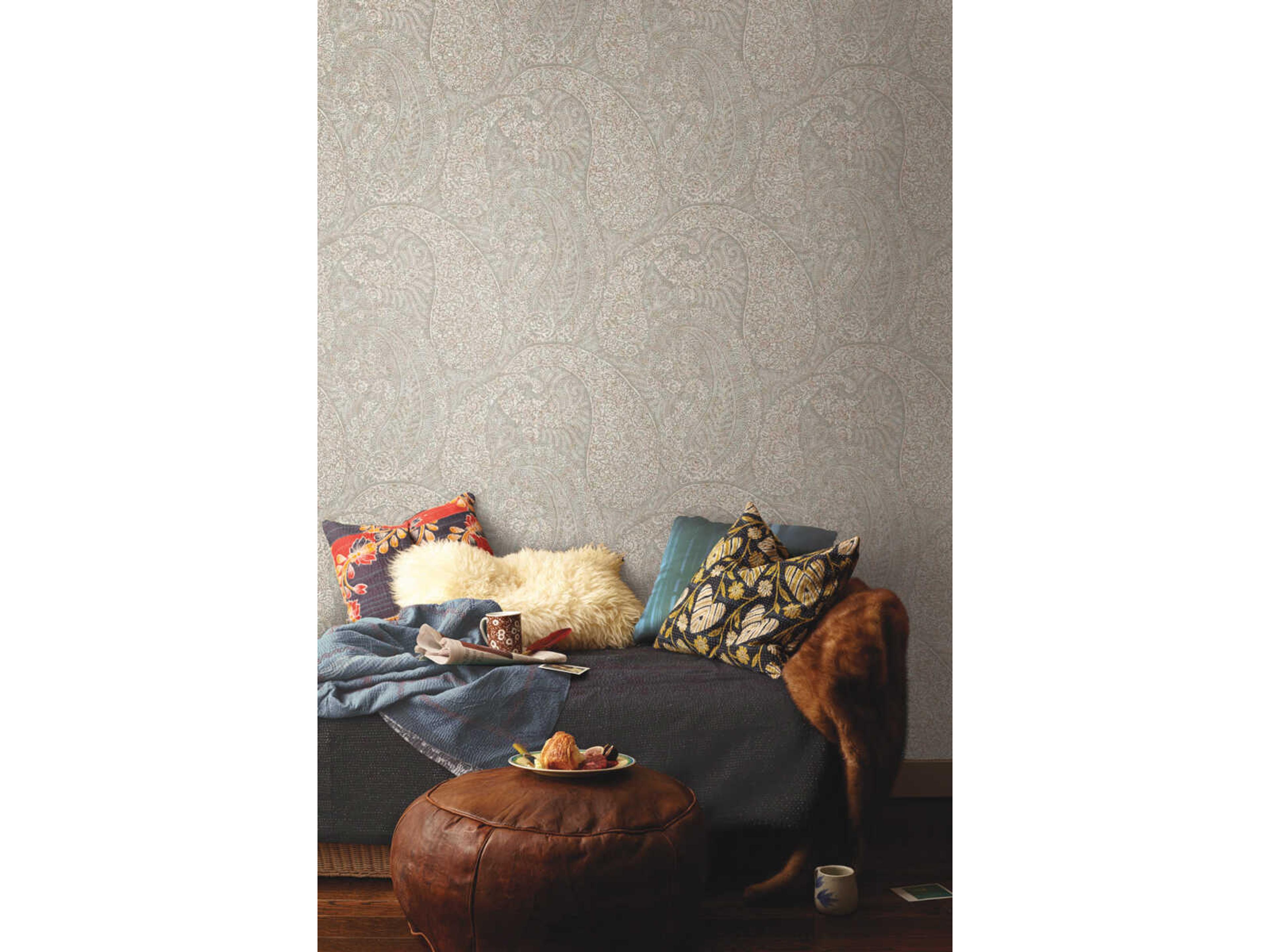 York Wallcoverings Antonina Vella Boho Luxe Pink Kashmir Dreams Paisley Wallpaper