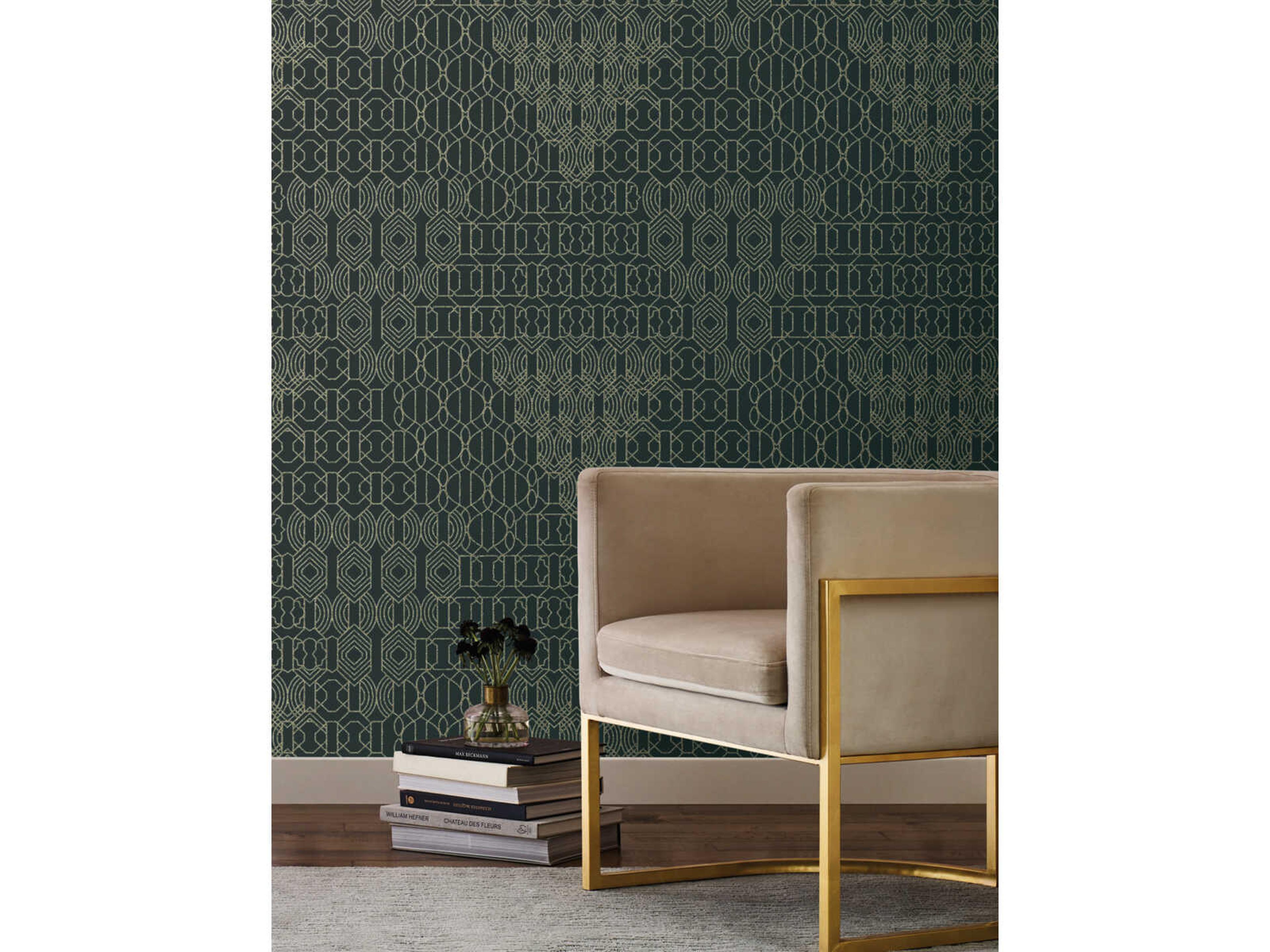 York Wallcoverings Antonina Vella Boho Luxe Blue Modern Chandelier Wallpaper