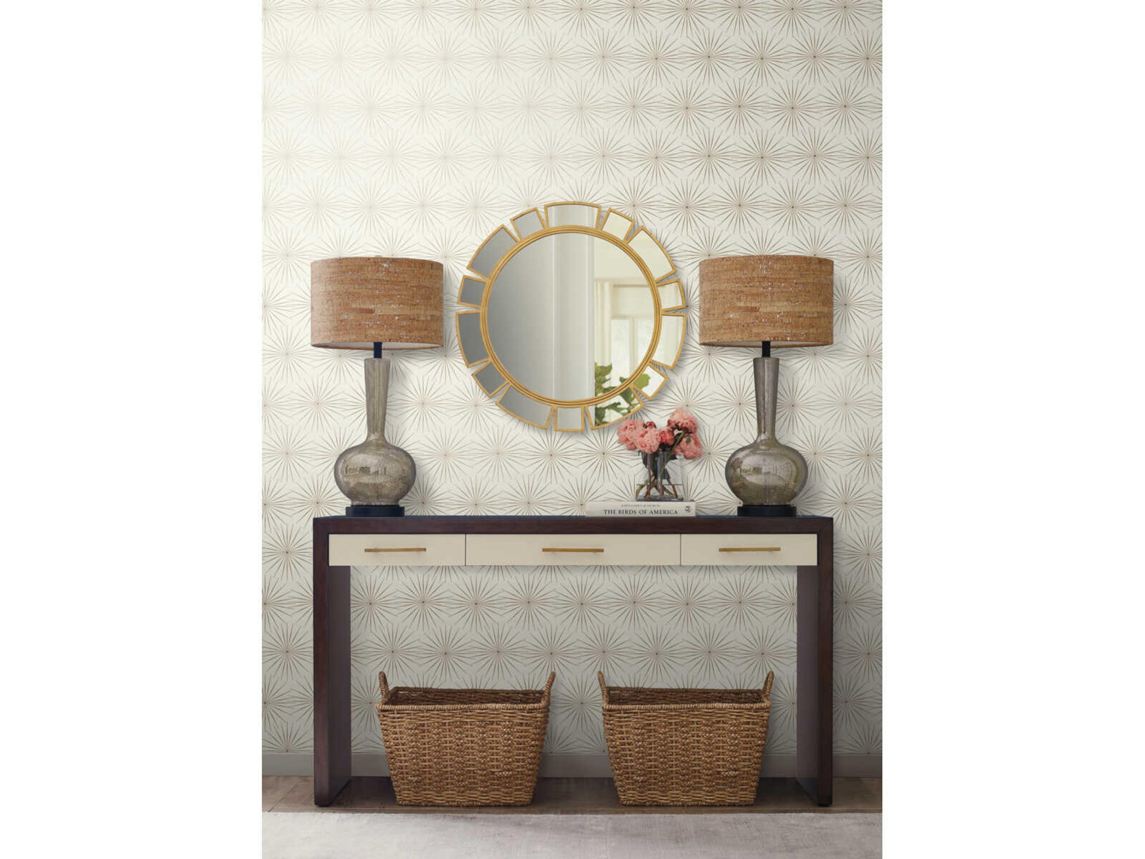 York Wallcoverings Antonina Vella Boho Luxe White Silver Starlight Wallpaper