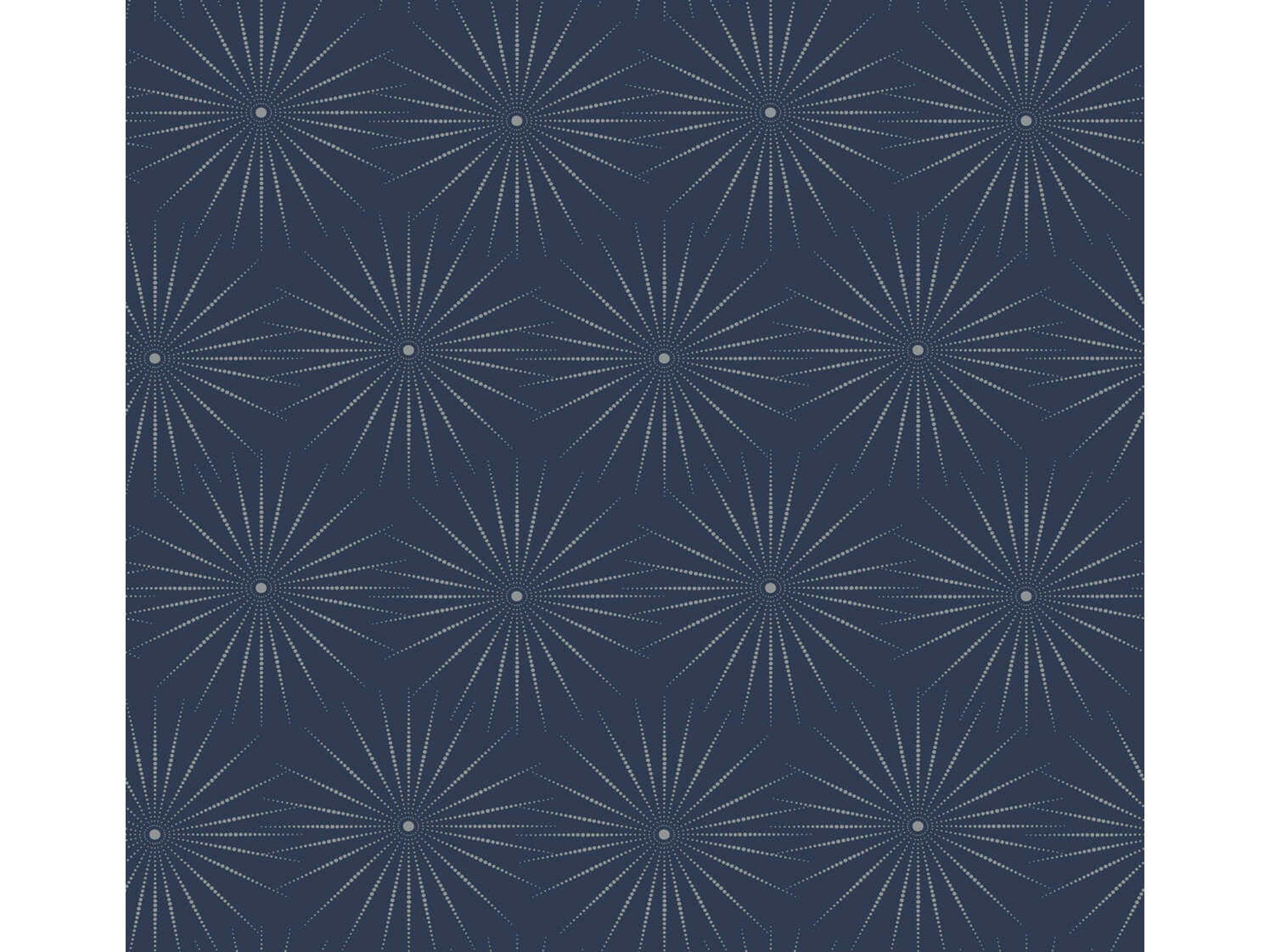 York Wallcoverings Antonina Vella Boho Luxe Blue Silver Starlight Wallpaper