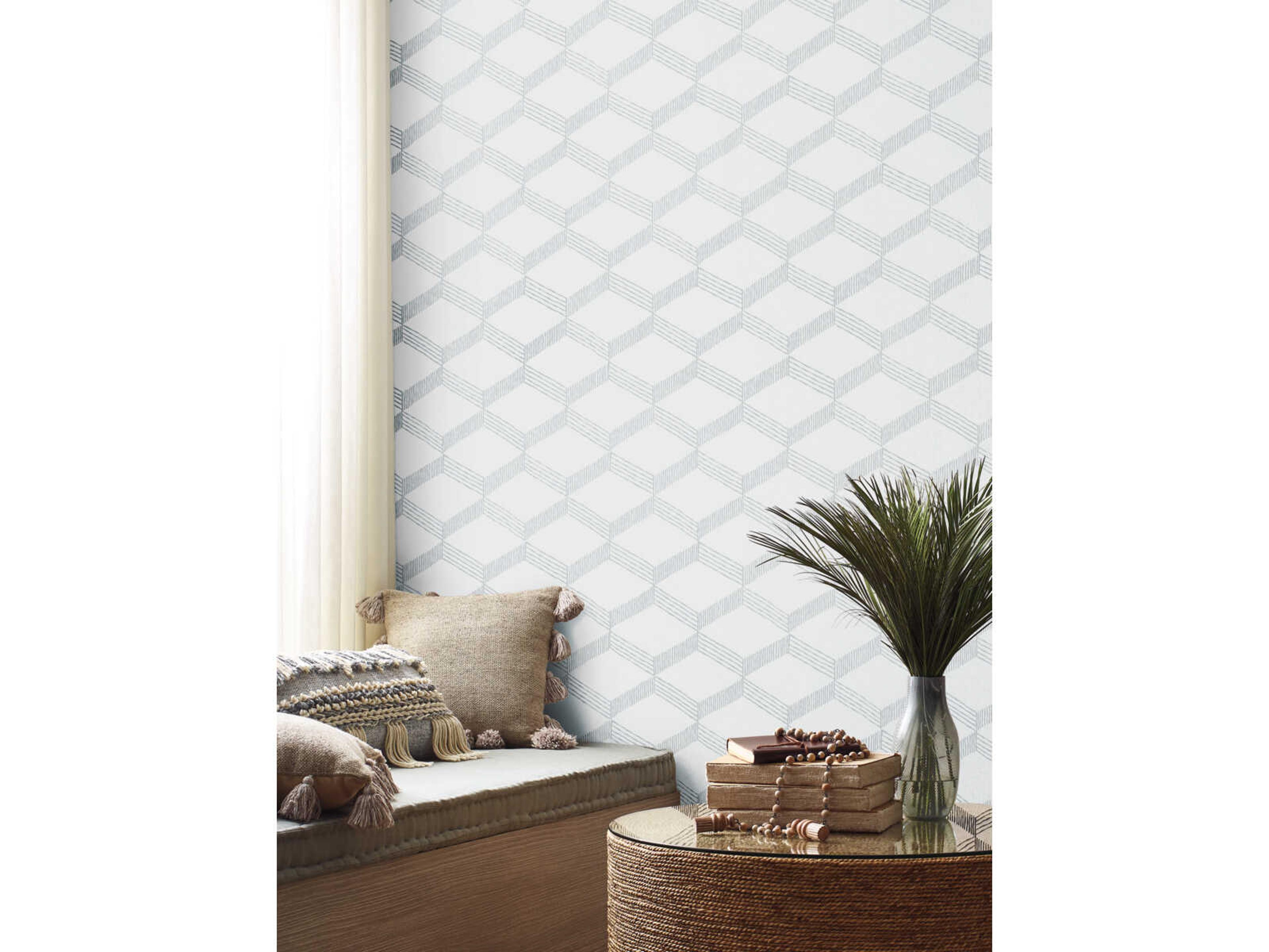 York Wallcoverings Antonina Vella Boho Luxe White Grey Palisades Paperweave Wallpaper