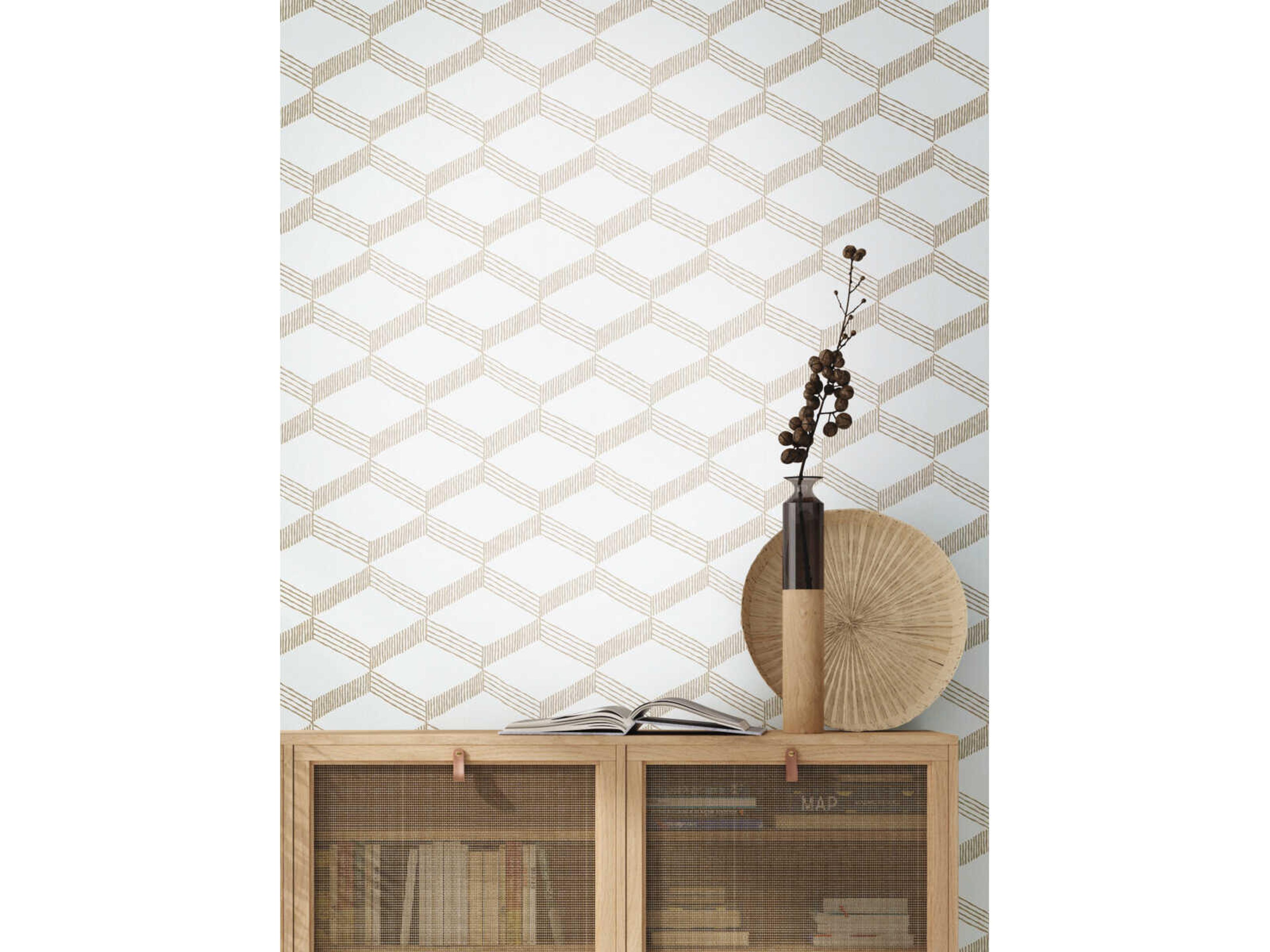 York Wallcoverings Antonina Vella Boho Luxe Beige White Palisades Paperweave Wallpaper