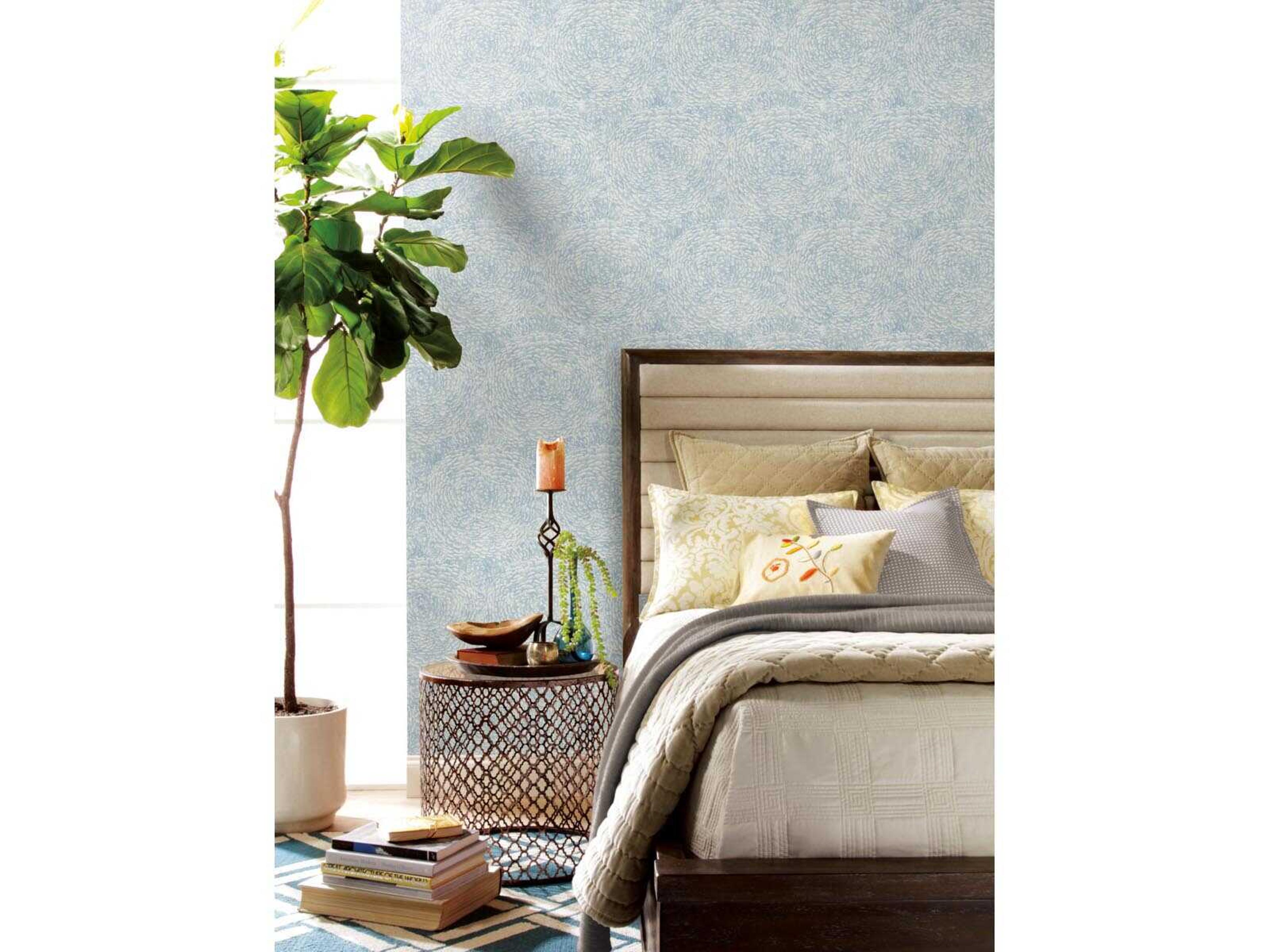 York Wallcoverings Antonina Vella Boho Luxe Blue Floret Wallpaper
