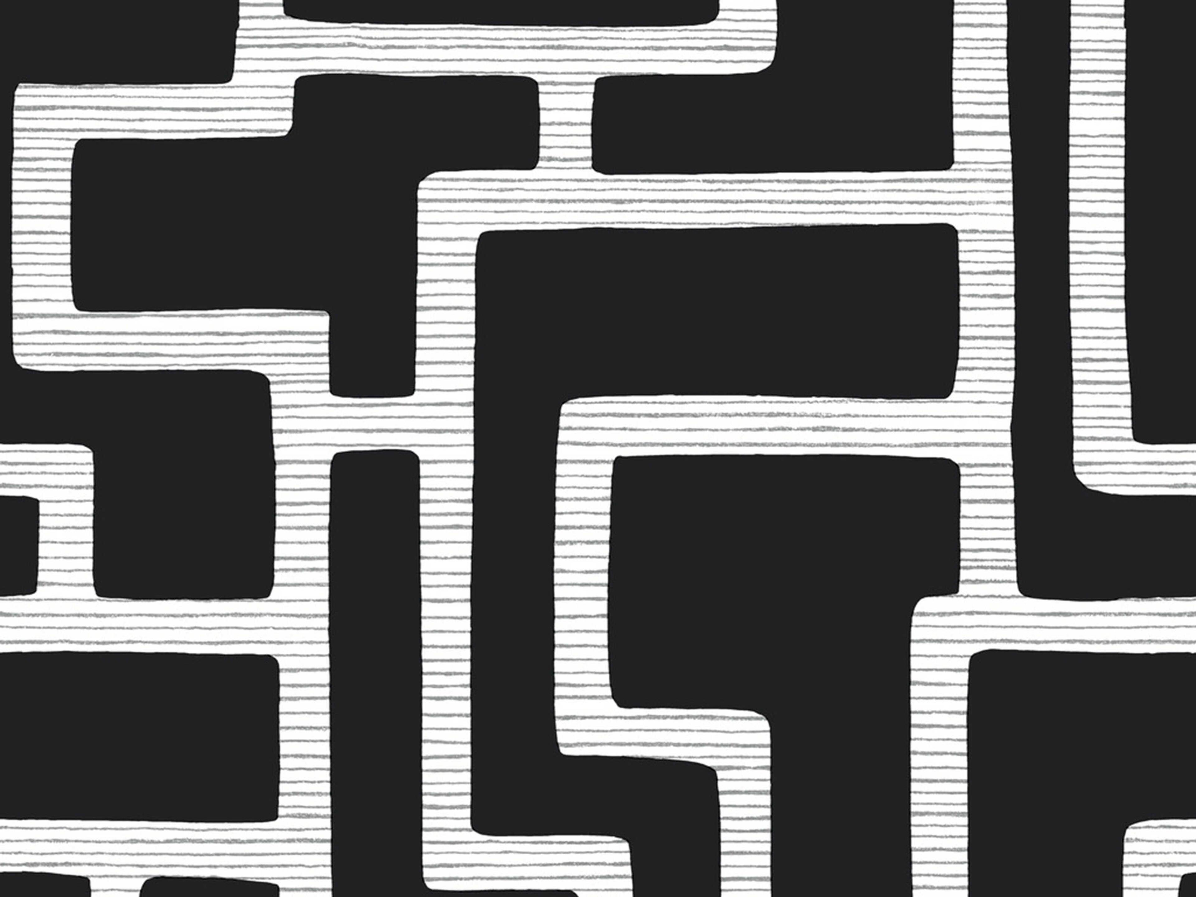 York Wallcoverings Black & White Resource Library Black White Graphic Polyomino Wallpaper