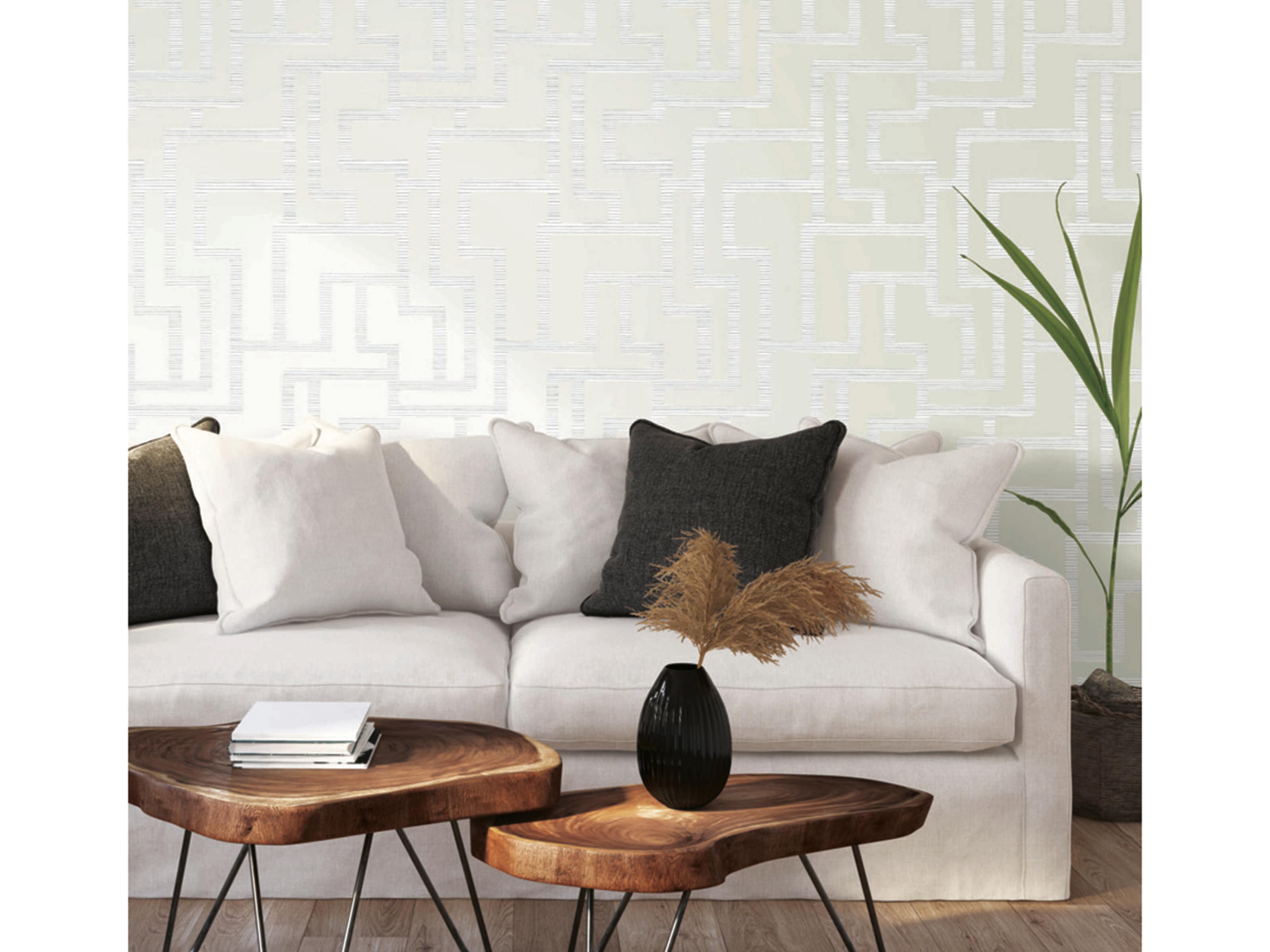 York Wallcoverings Black & White Resource Library Pearl Graphic Polyomino Wallpaper