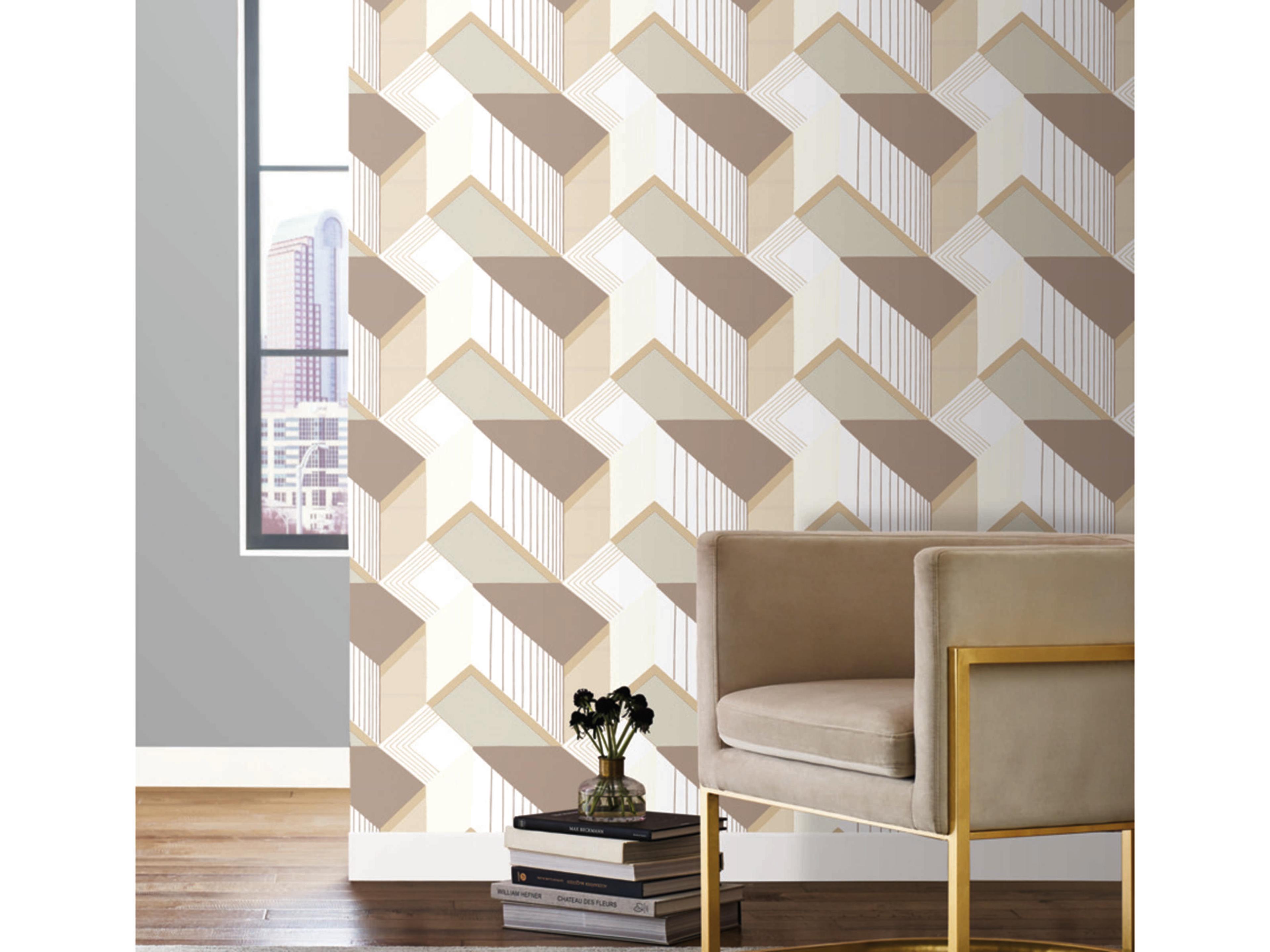 Black & White Resource Library White Cream Graphic Geo Blocks Wallpaper