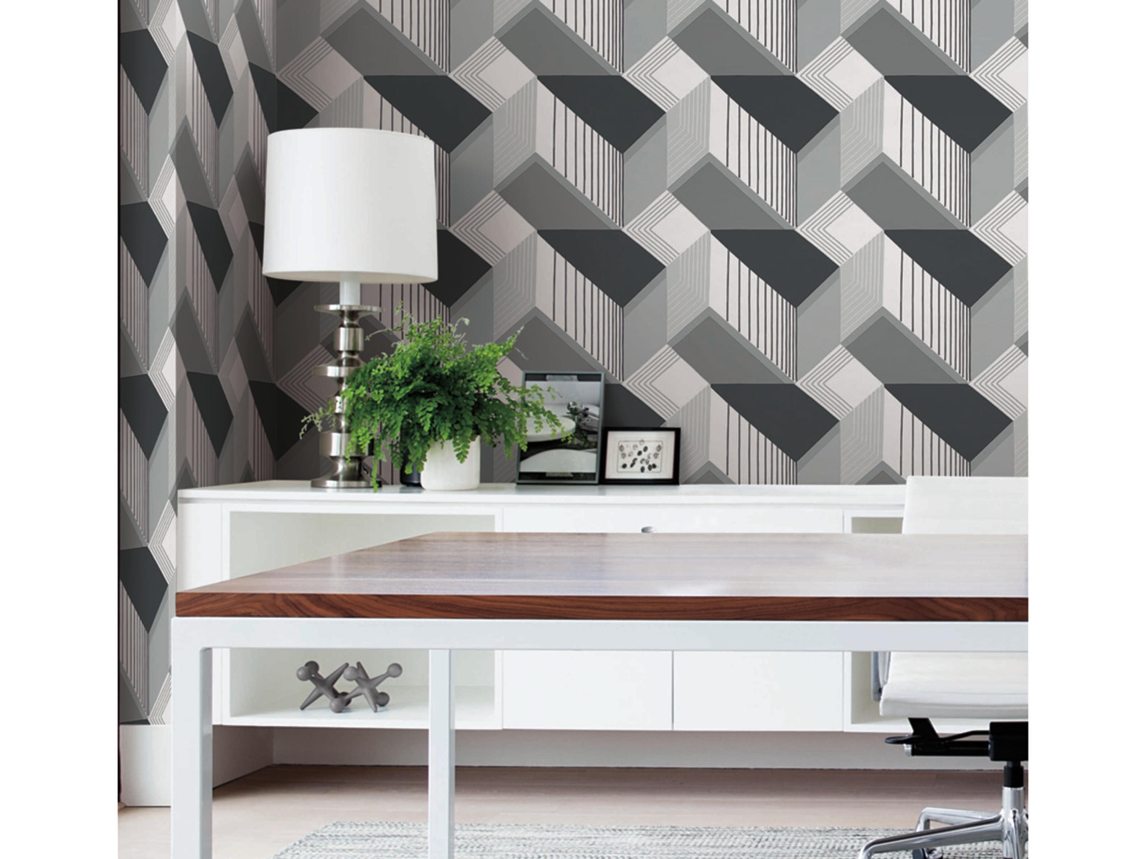 York Wallcoverings Black & White Resource Library Black White Graphic Geo Wallpaper