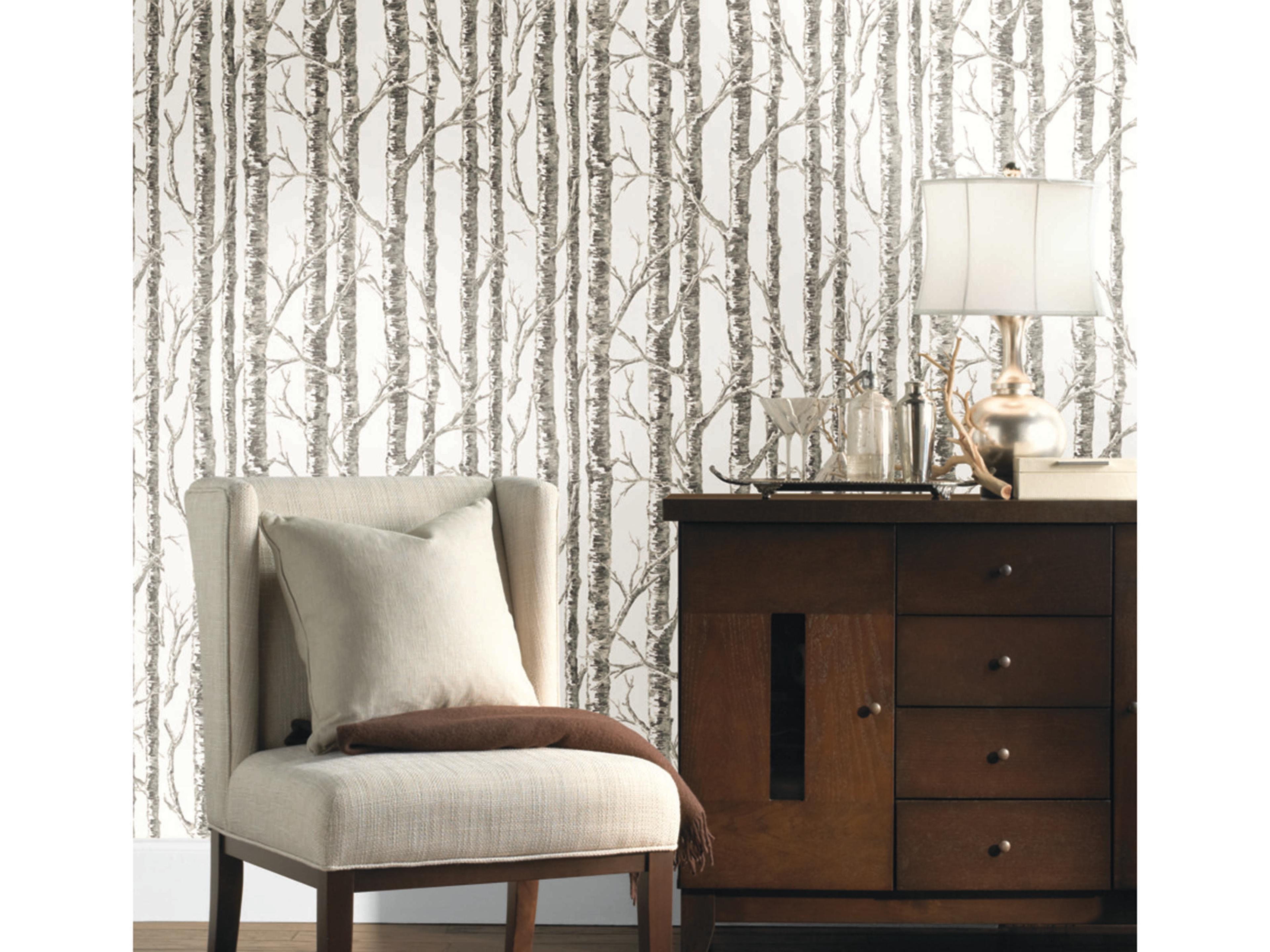Black & White Resource Library White Grey Paper Birch Wallpaper