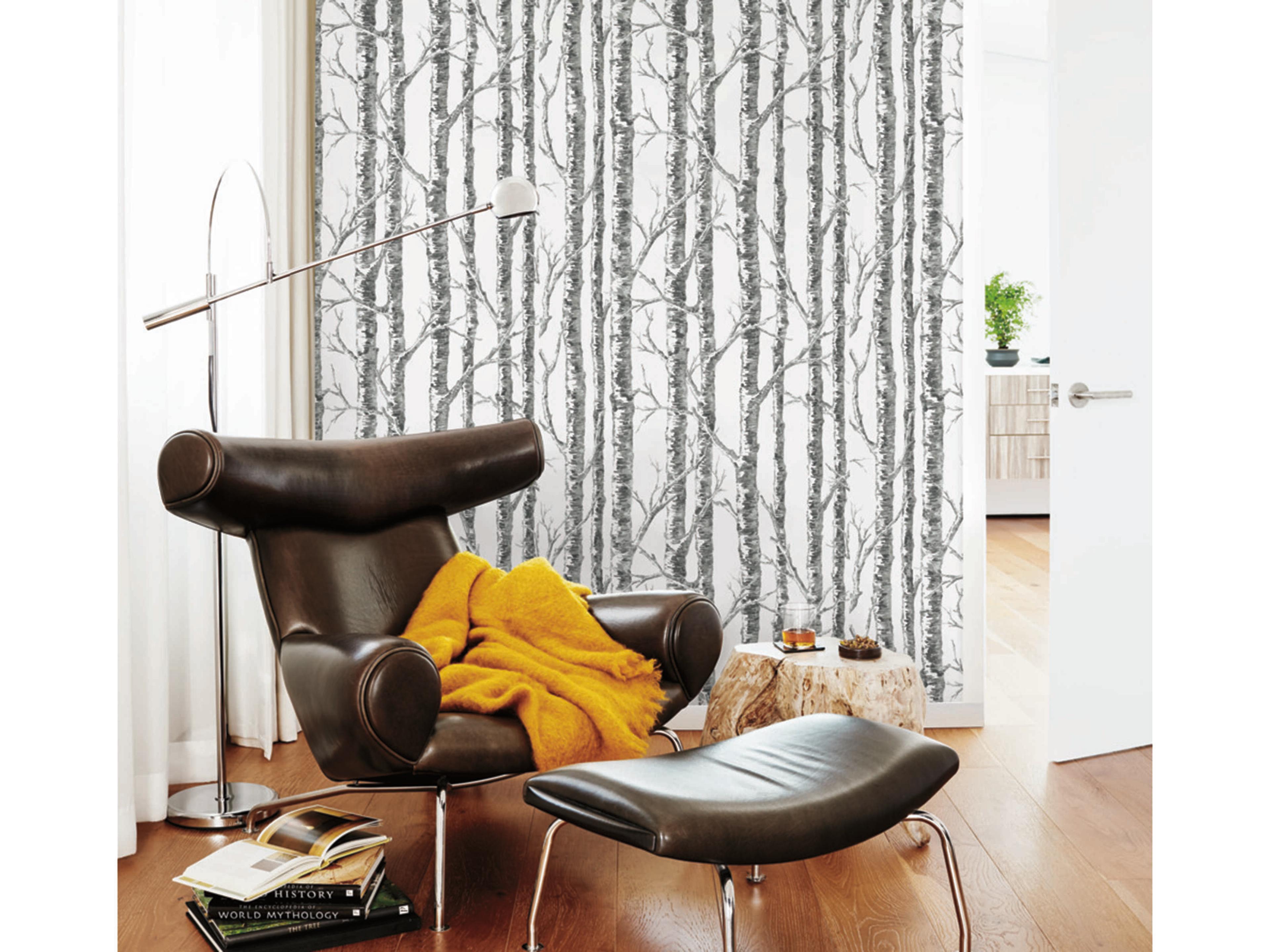 York Wallcoverings Black & White Resource Library Black White Paper Birch Wallpaper