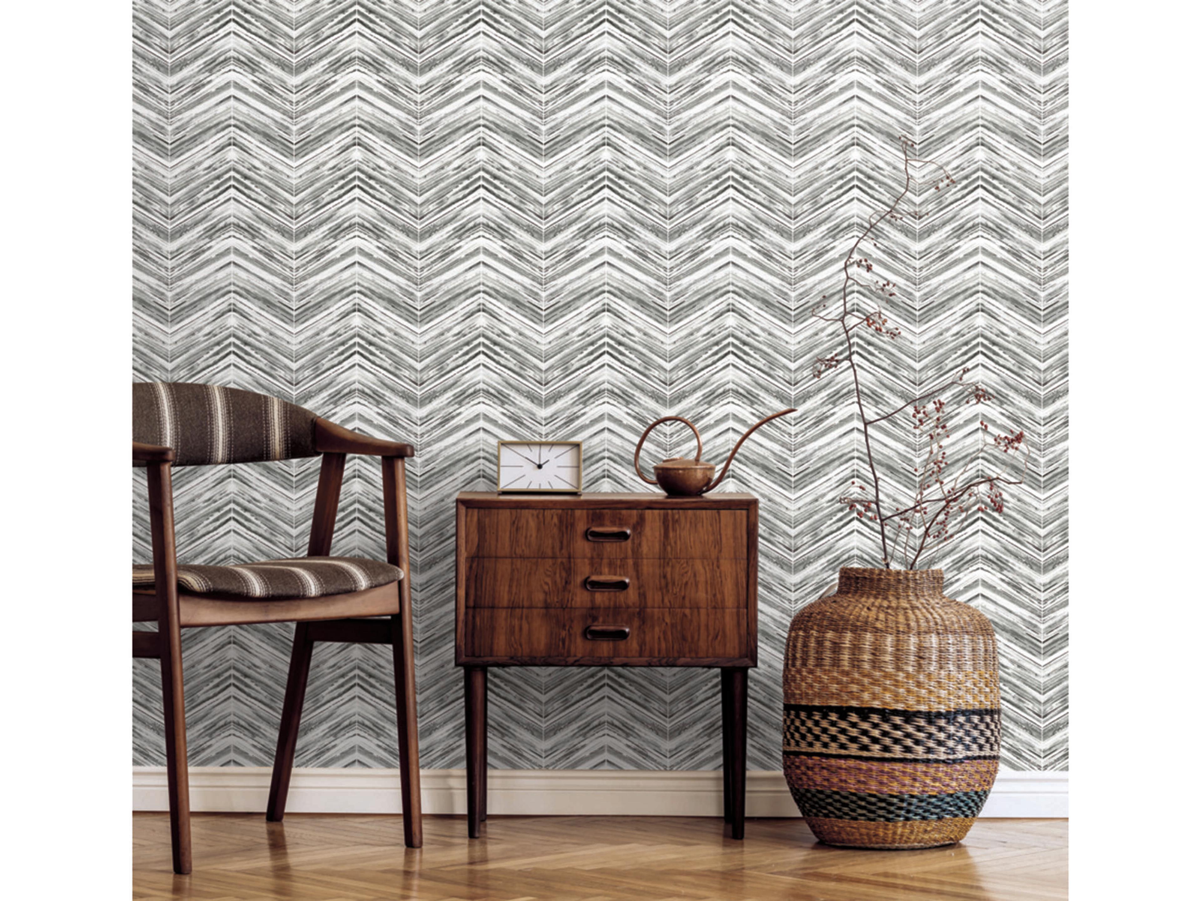 Black & White Resource Library Black White Petite Watercolor Chevron Wallpaper