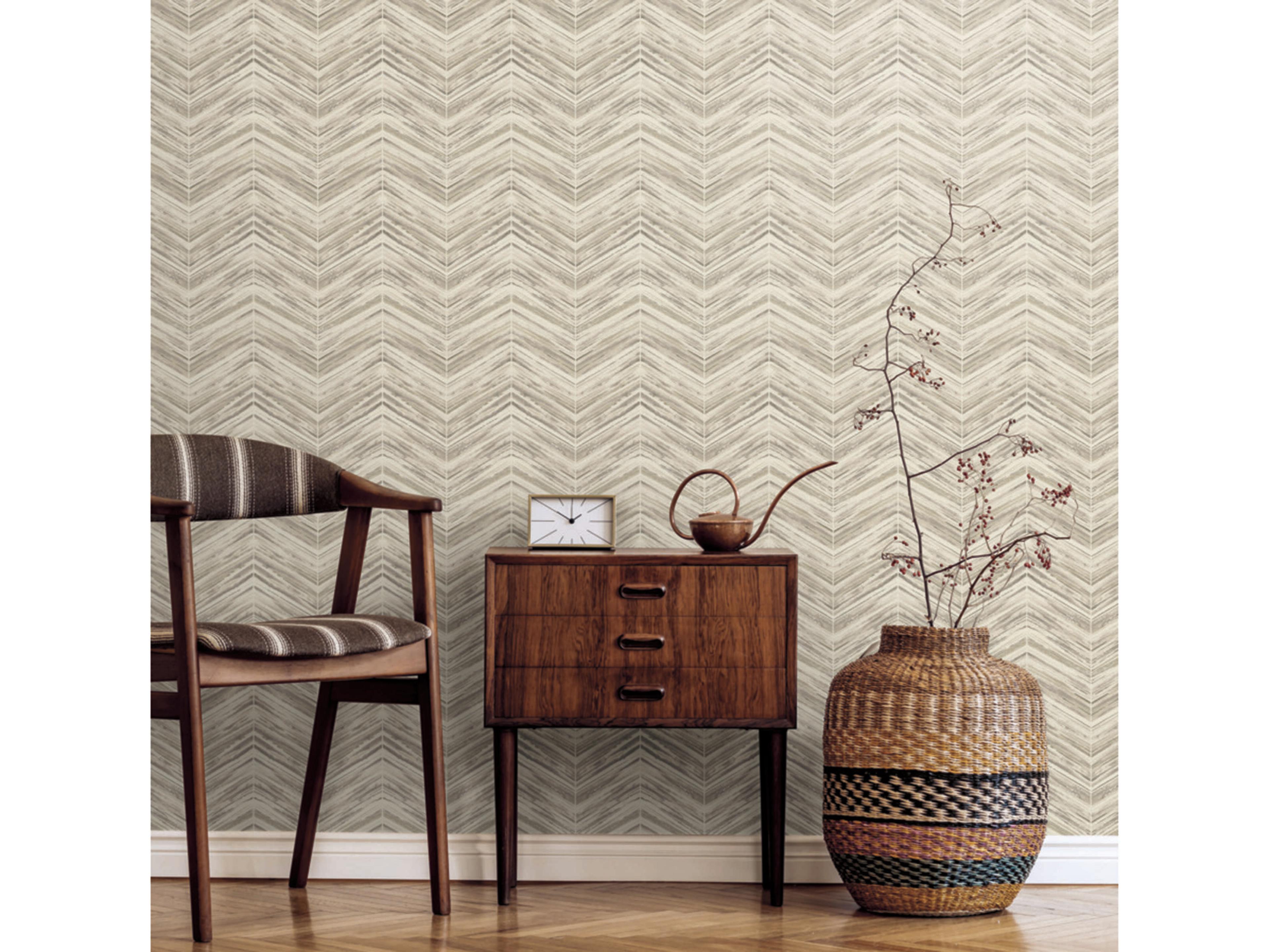 Black & White Resource Library Cream Petite Watercolor Chevron Wallpaper