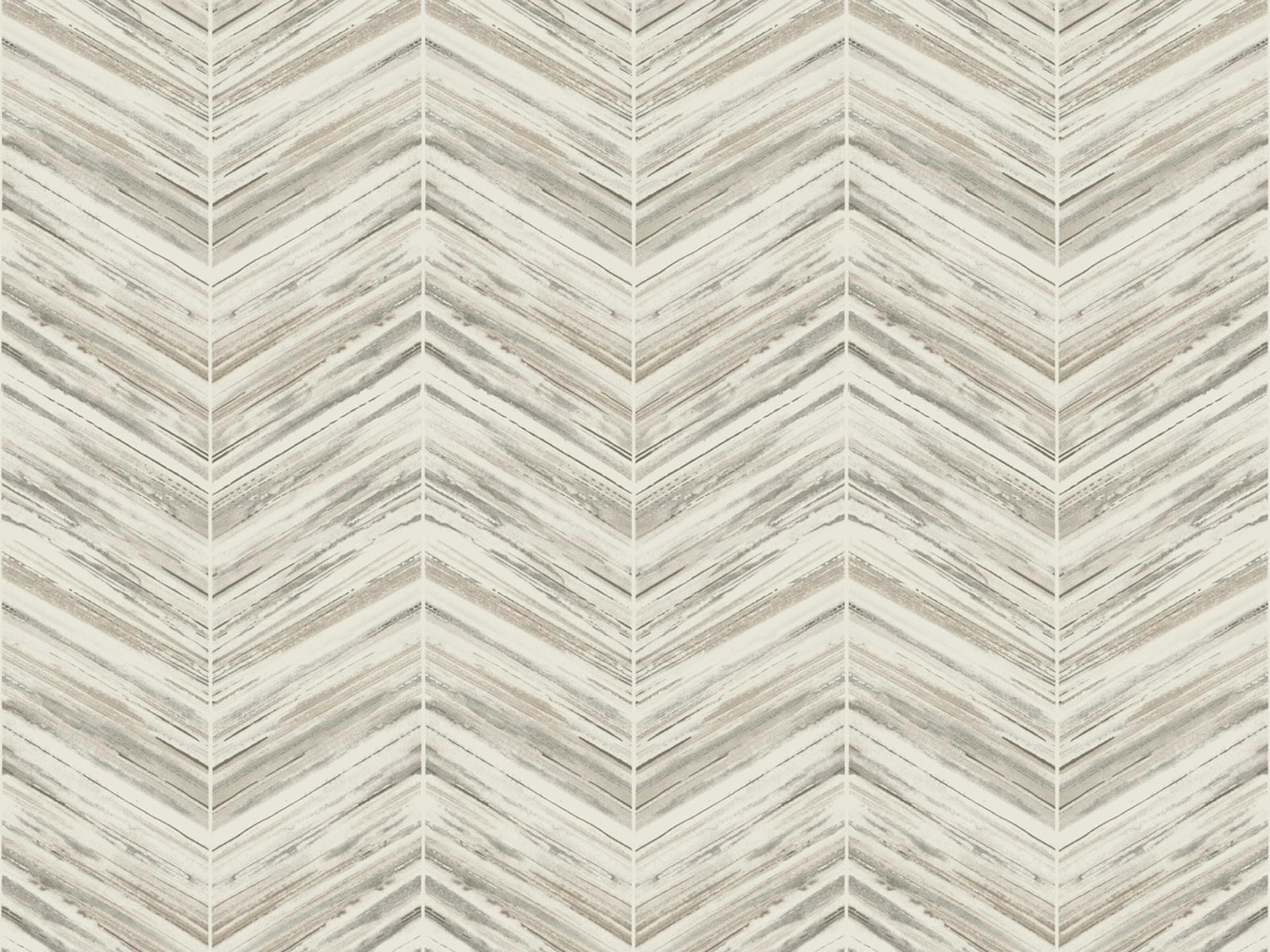 York Wallcoverings Black & White Resource Library Cream Petite Watercolor Chevron Wallpaper