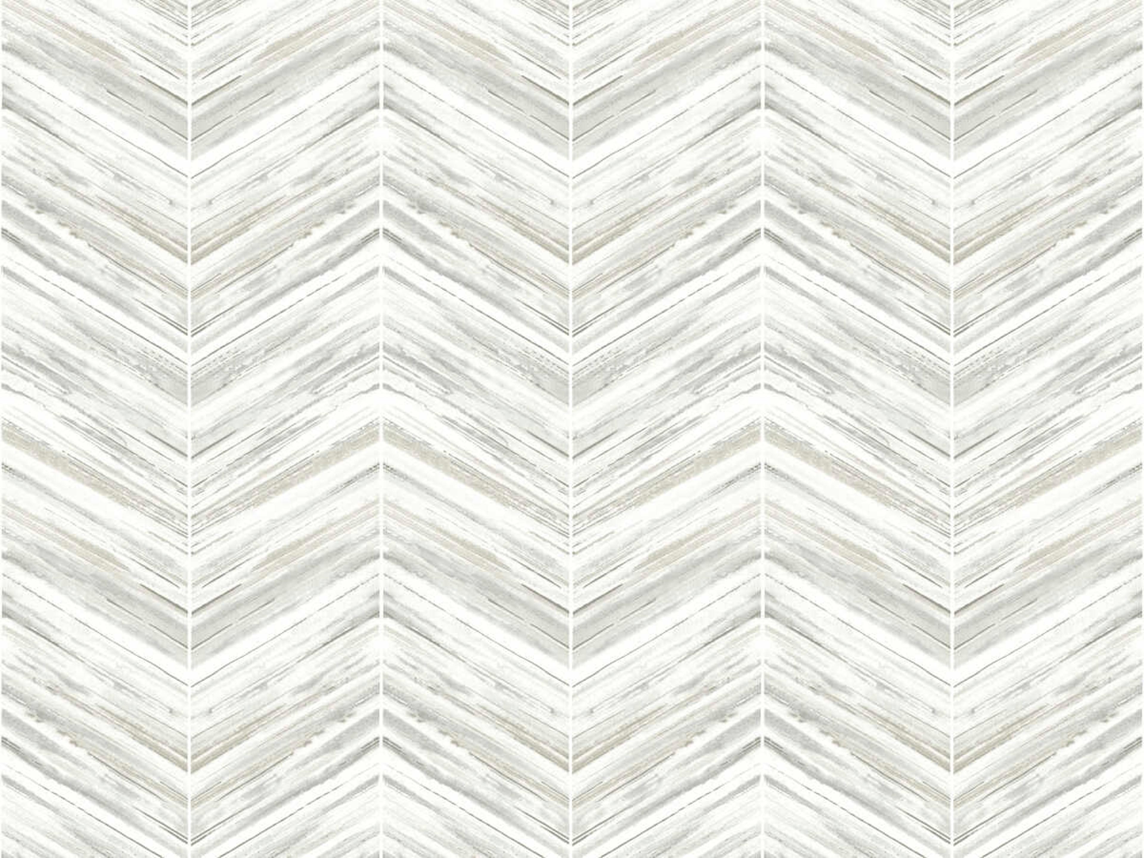 York Wallcoverings Black & White Resource Library White Grey Petite Watercolor Chevron Wallpaper
