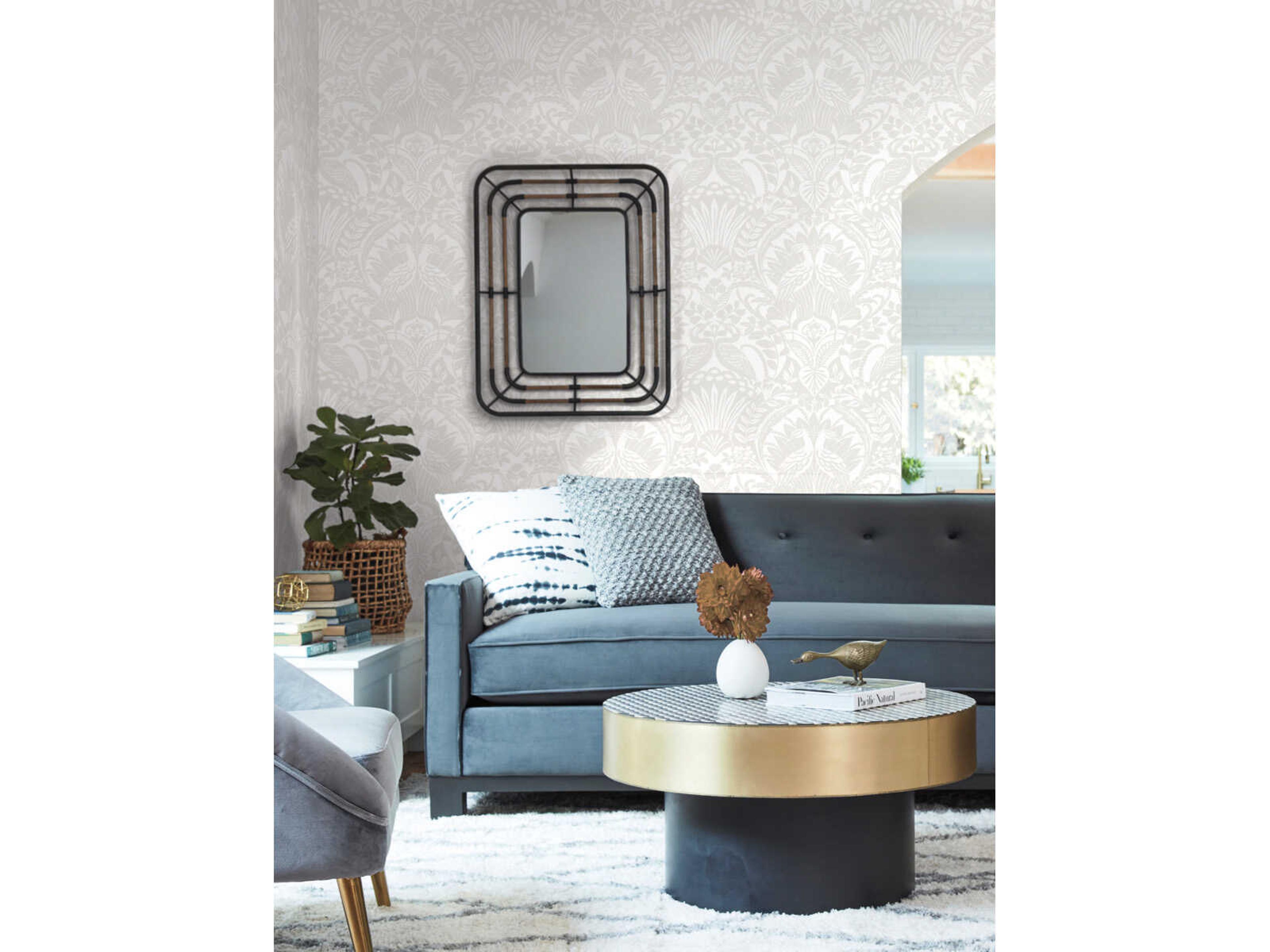 York Wallcoverings Black & White Resource Library White Cream Egret Damask Wallpaper