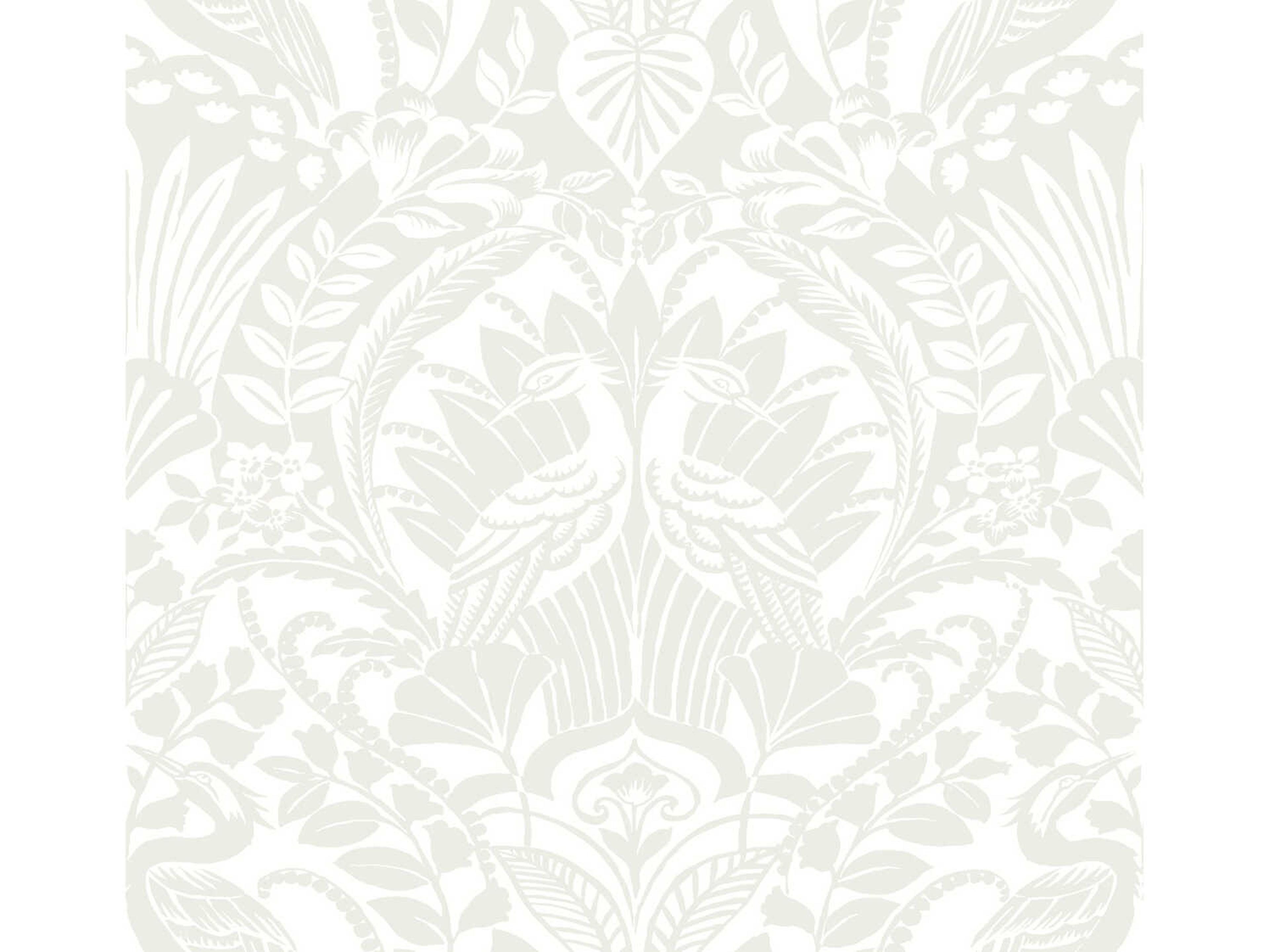 York Wallcoverings Black & White Resource Library White Cream Egret Damask Wallpaper