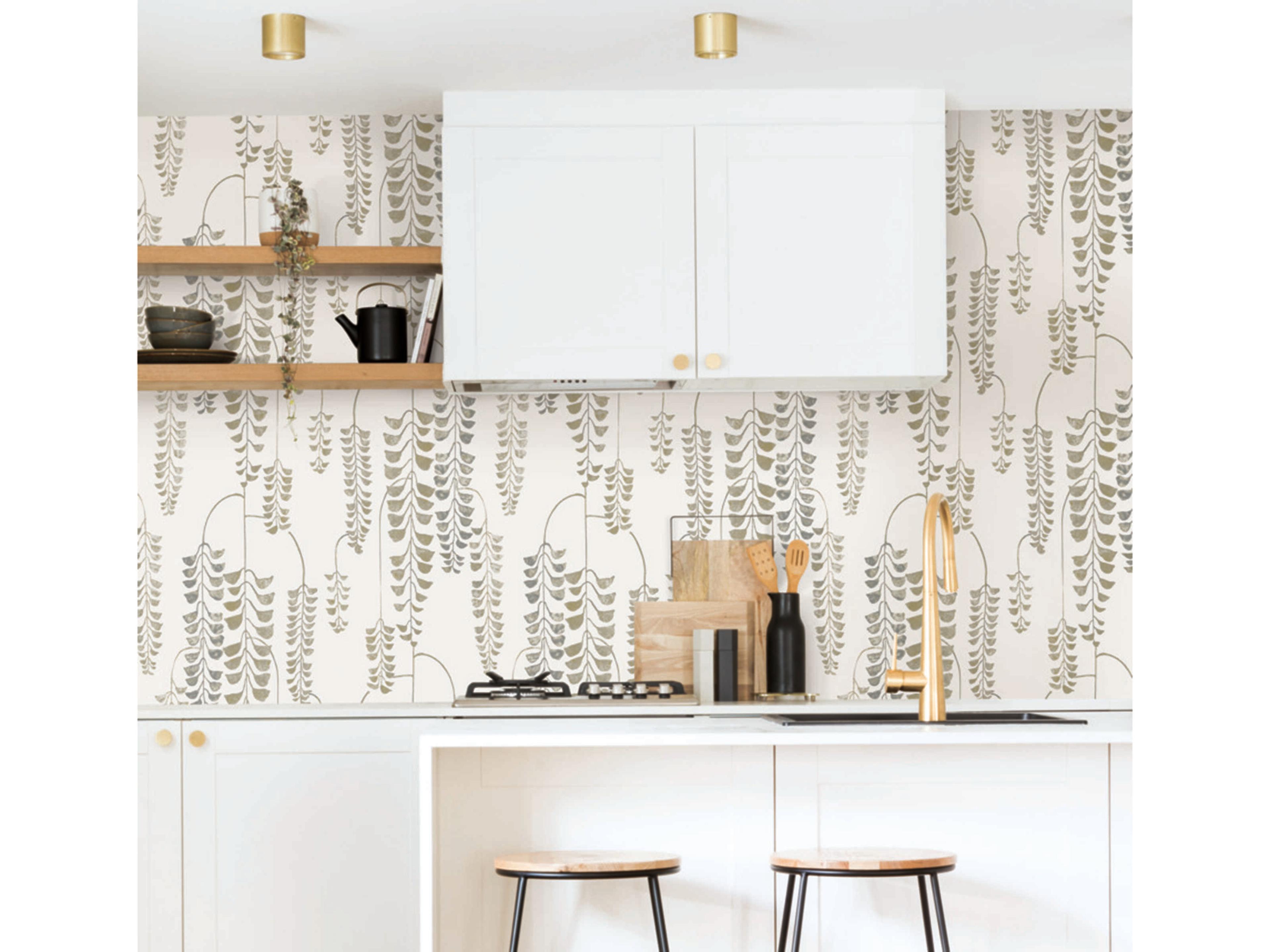 Black & White Resource Library Cream Gold Deco Wisteria Wallpaper