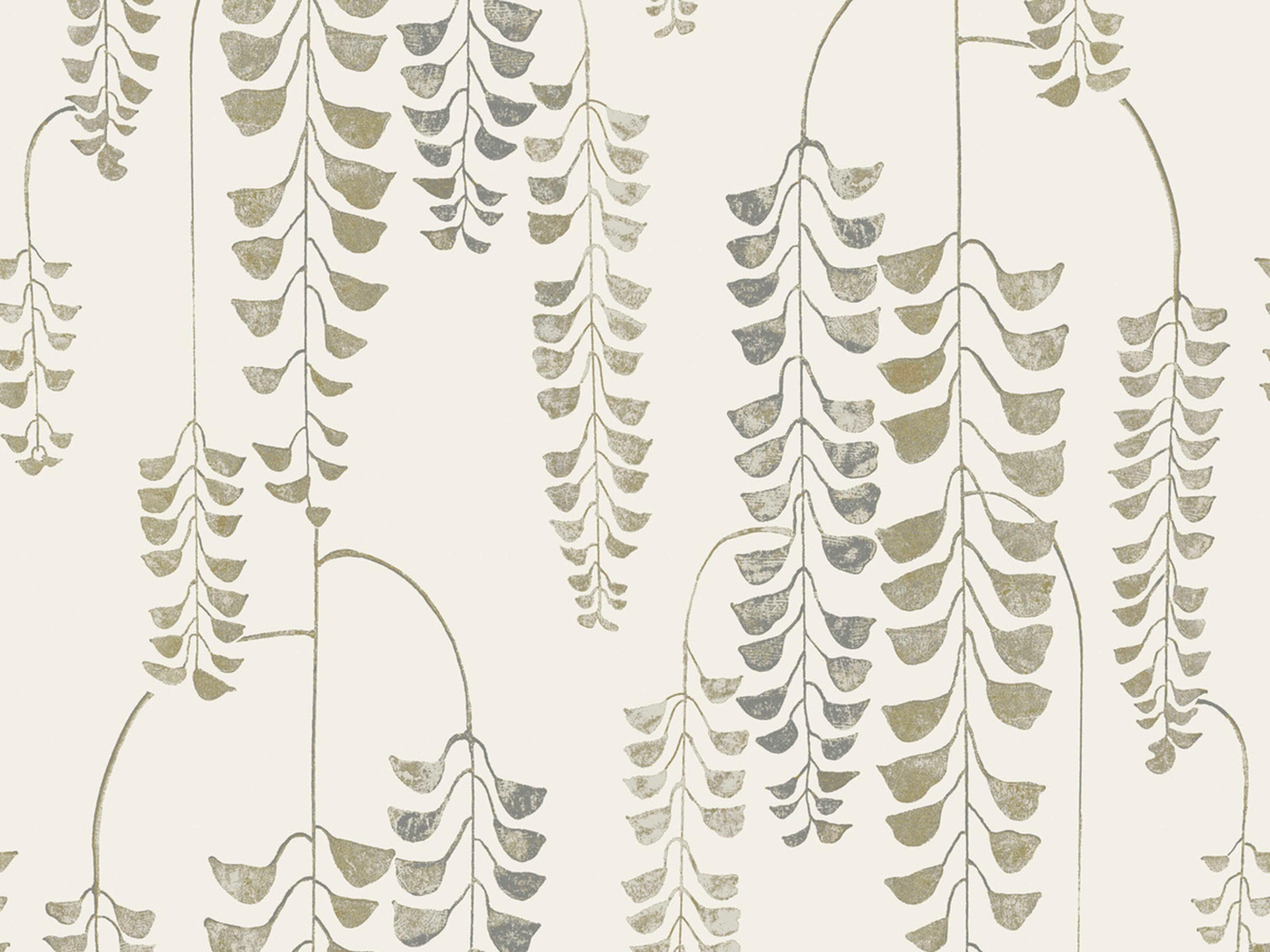 York Wallcoverings Black & White Resource Library Cream Gold Deco Wisteria Wallpaper