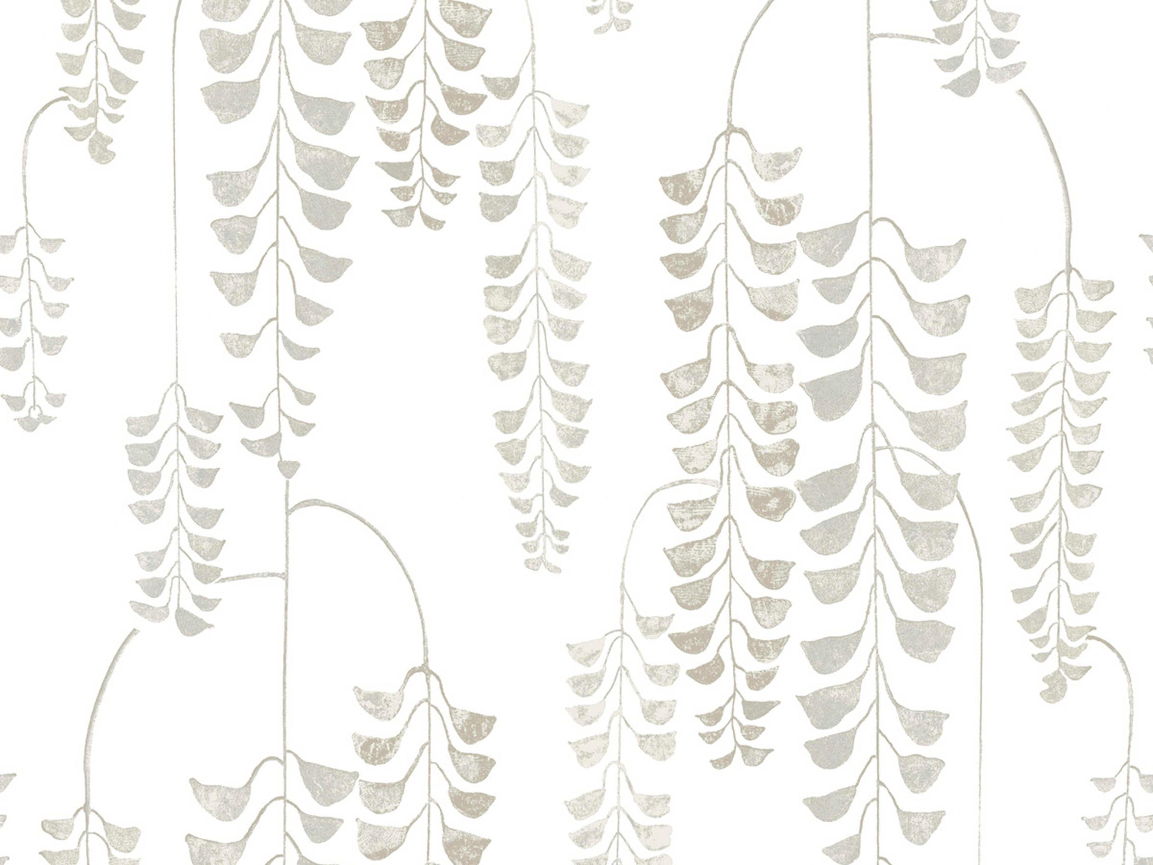 York Wallcoverings Black & White Resource Library White Cream Deco Wisteria Wallpaper