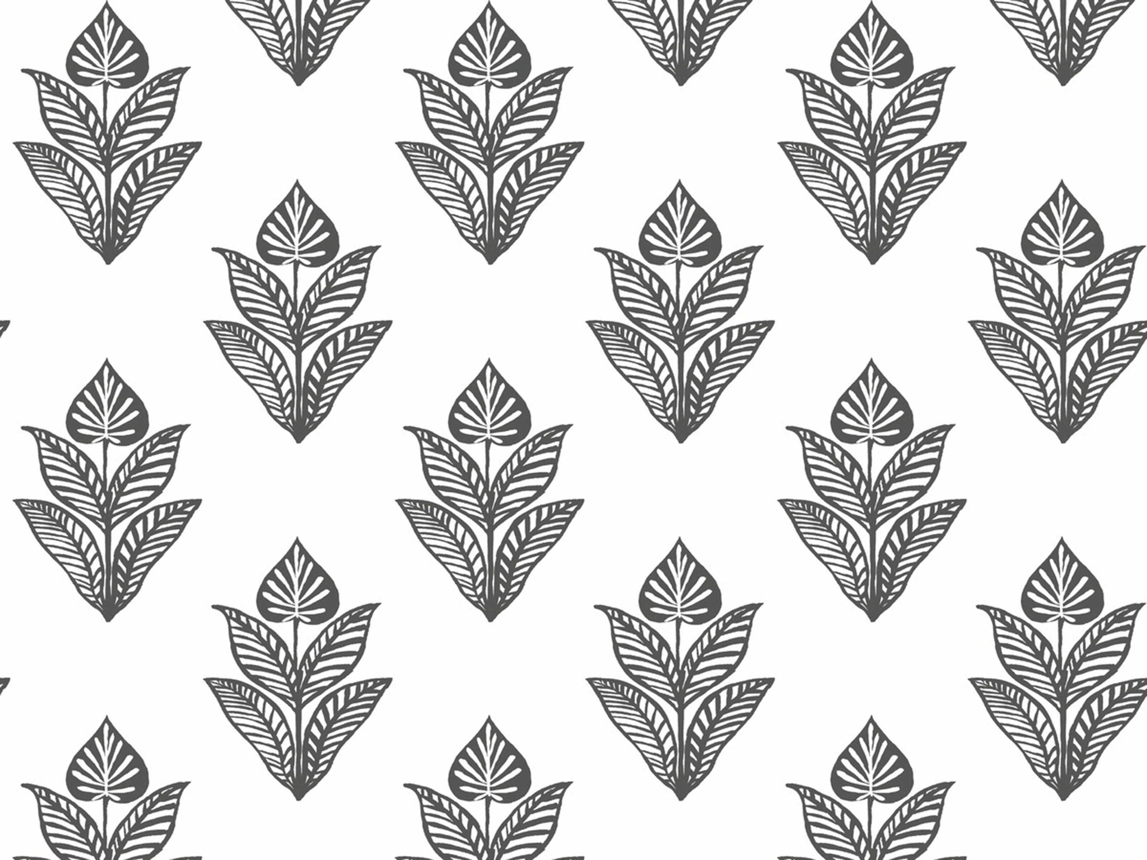 York Wallcoverings Black & White Resource Library Black White Lotus Motif Wallpaper