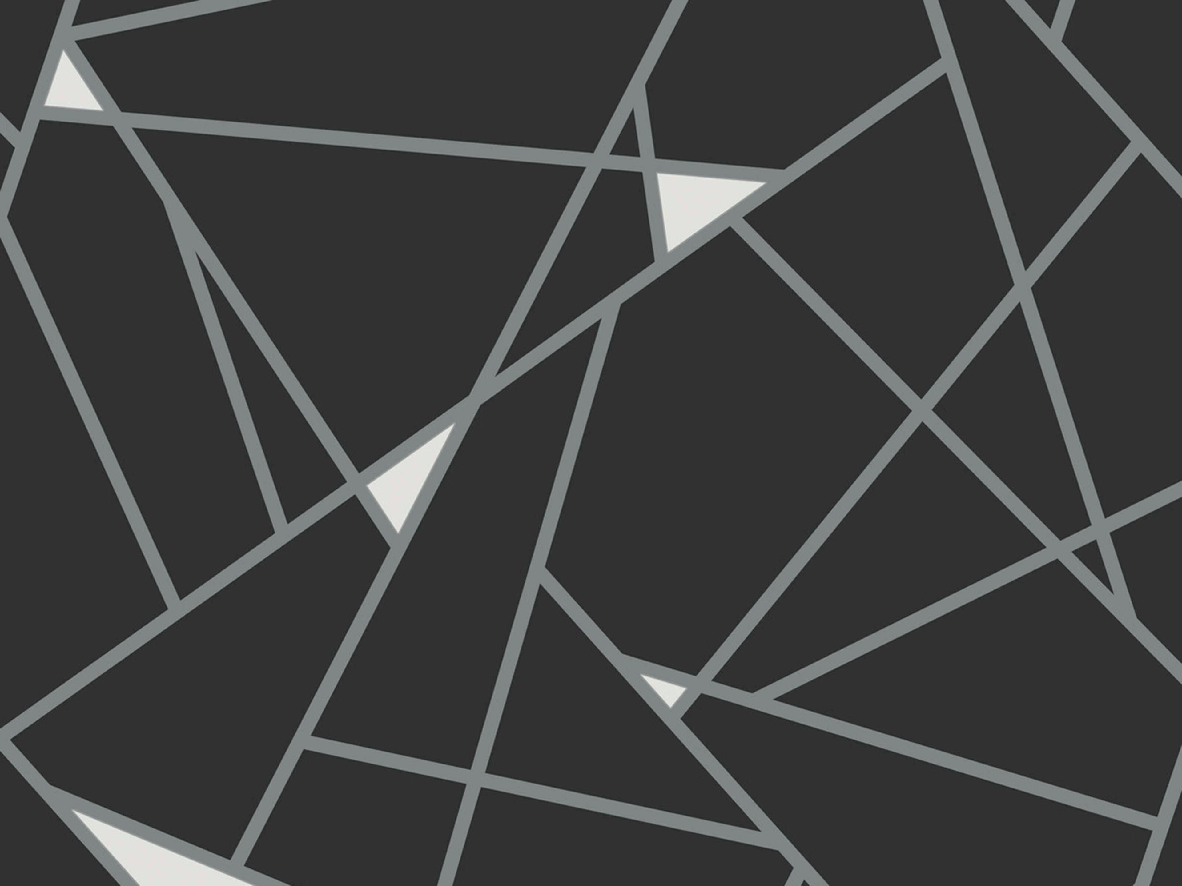 York Wallcoverings Black & White Resource Library Black Silver Prismatic Wallpaper