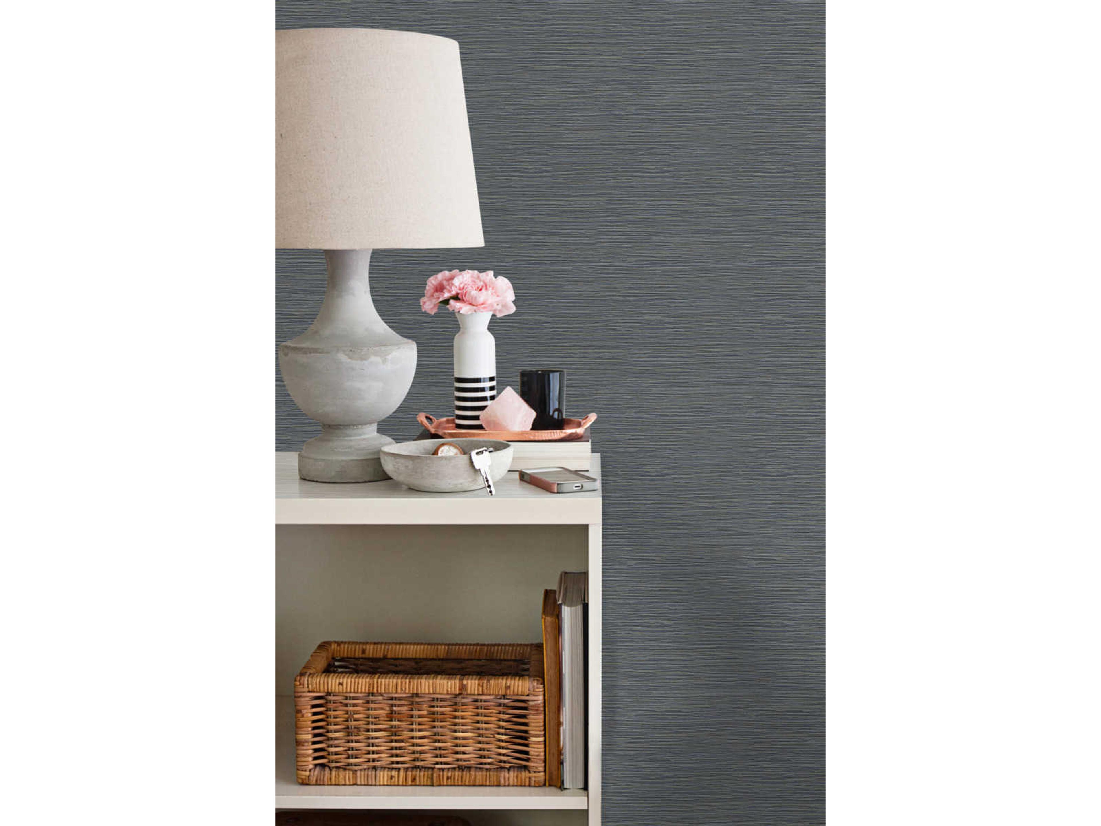 York Wallcoverings Color Digest Dark Blue Ramie Weave Wallpaper