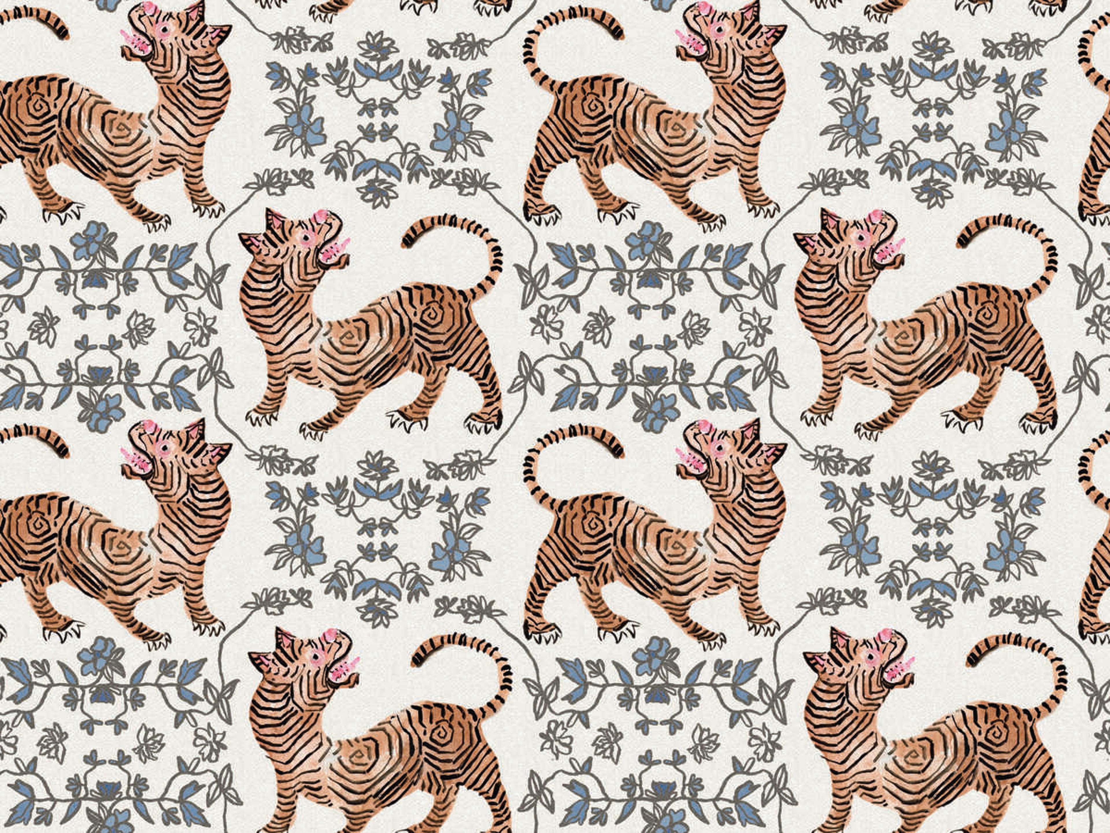 York Wallcoverings Lemieux et Cie Blue Ferrandi Wallpaper