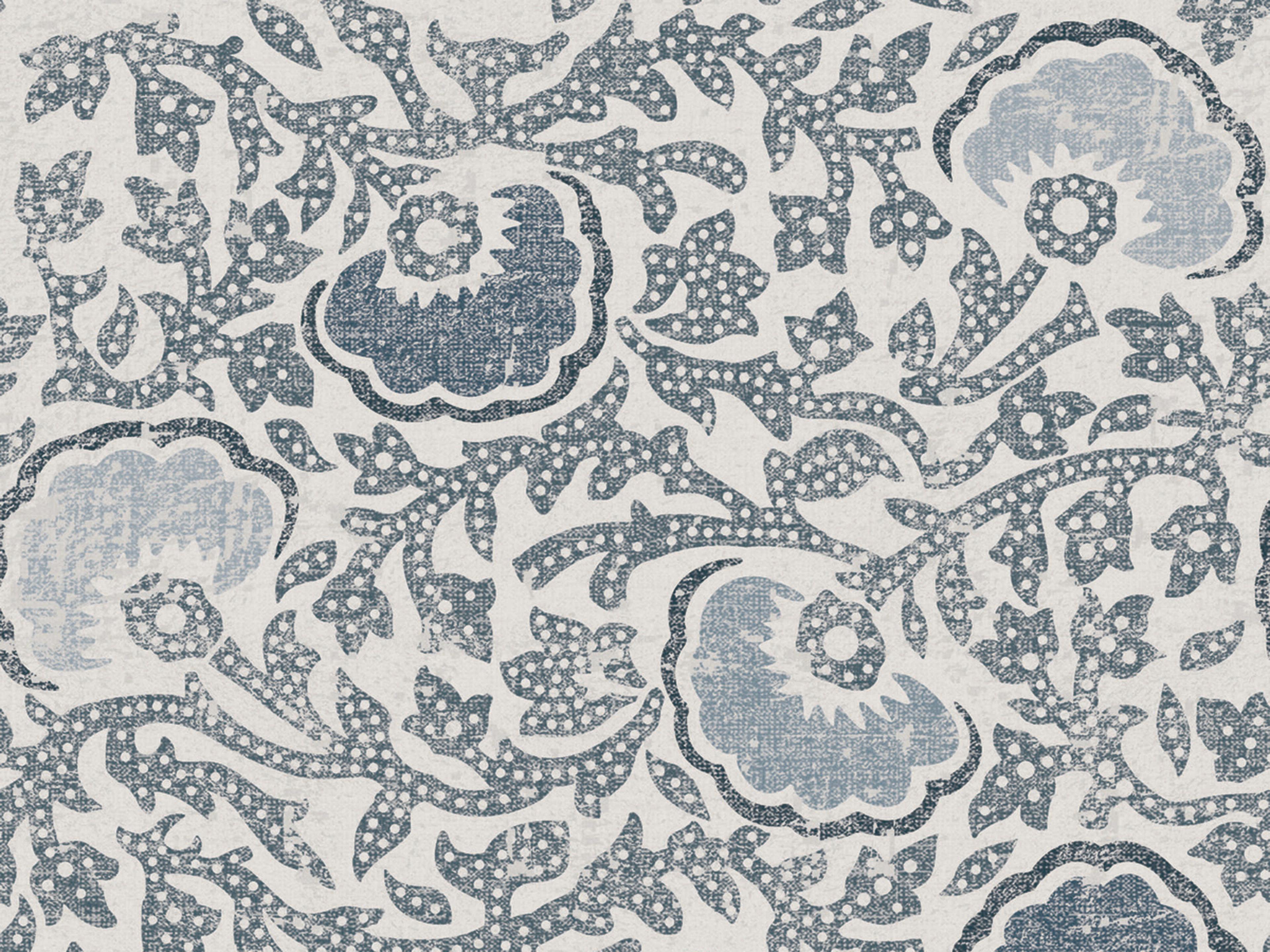 York Wallcoverings Lemieux et Cie Blue Grey Fontaine Wallpaper